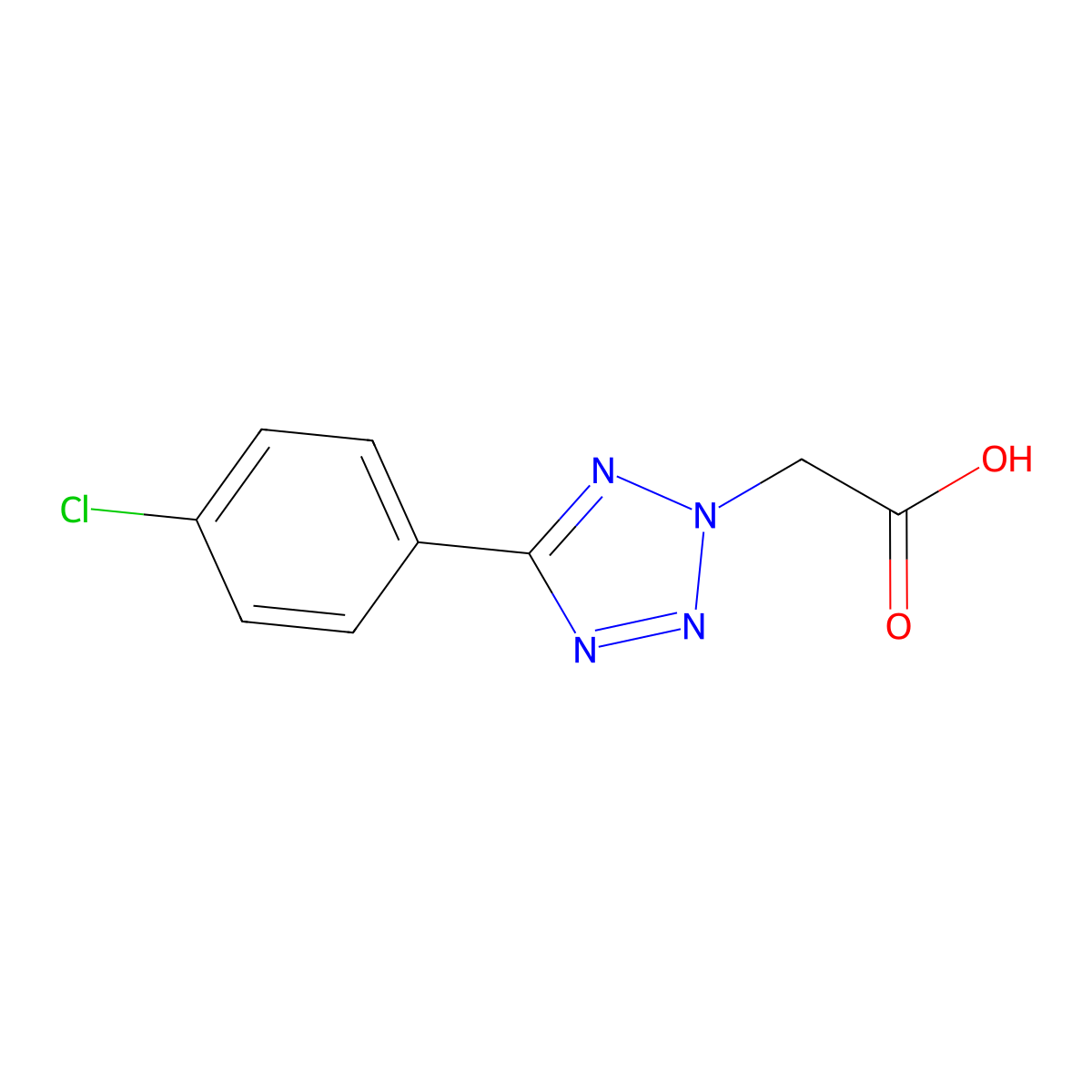 2-(5-(4-chlorophenyl)-2H-1,2,3,4-tetrazol-2-yl)acetic acid molecular structure, CAS 27582-37-2