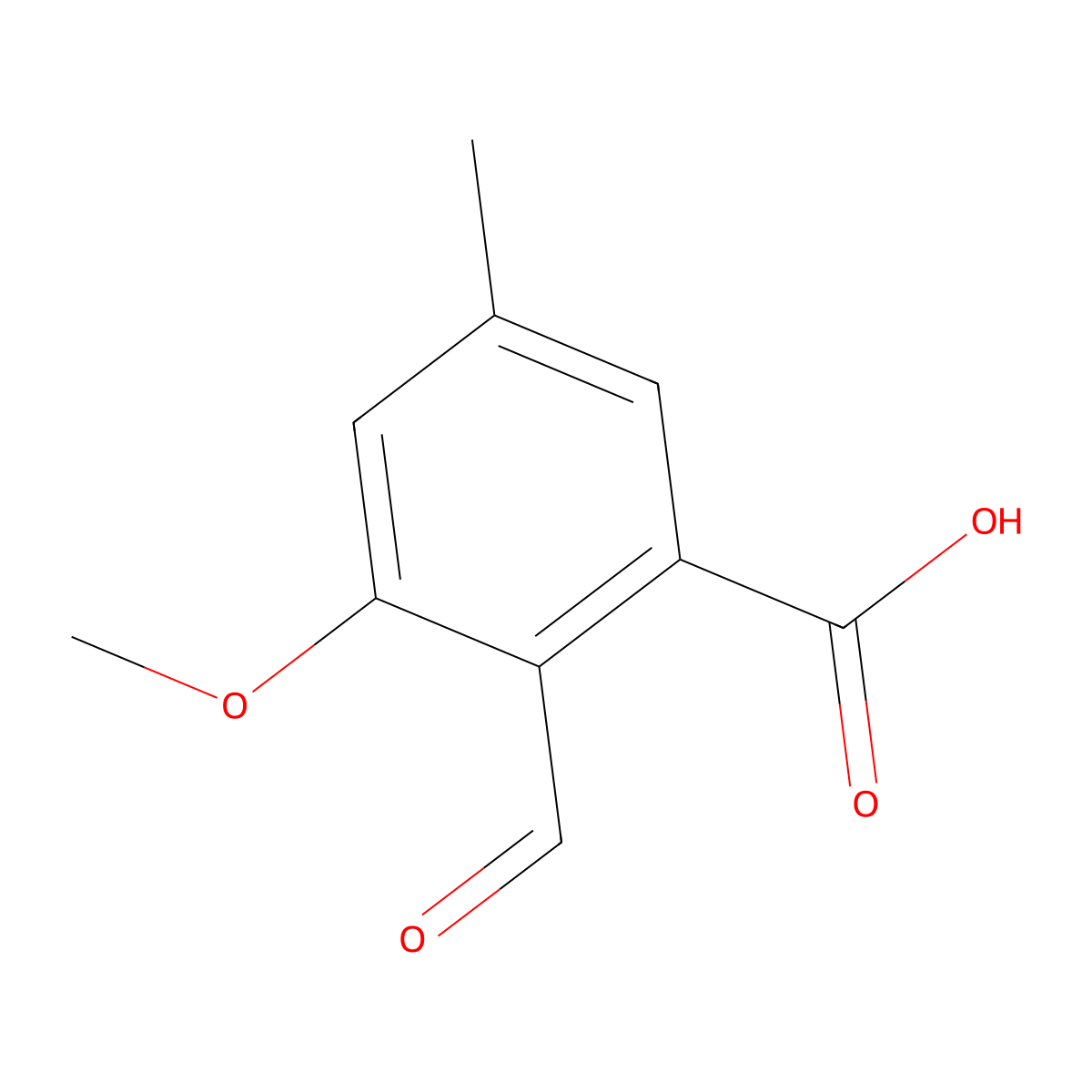 2-Formyl-3-methoxy-5-methylbenzoic acid molecular structure, CAS 275824-37-8