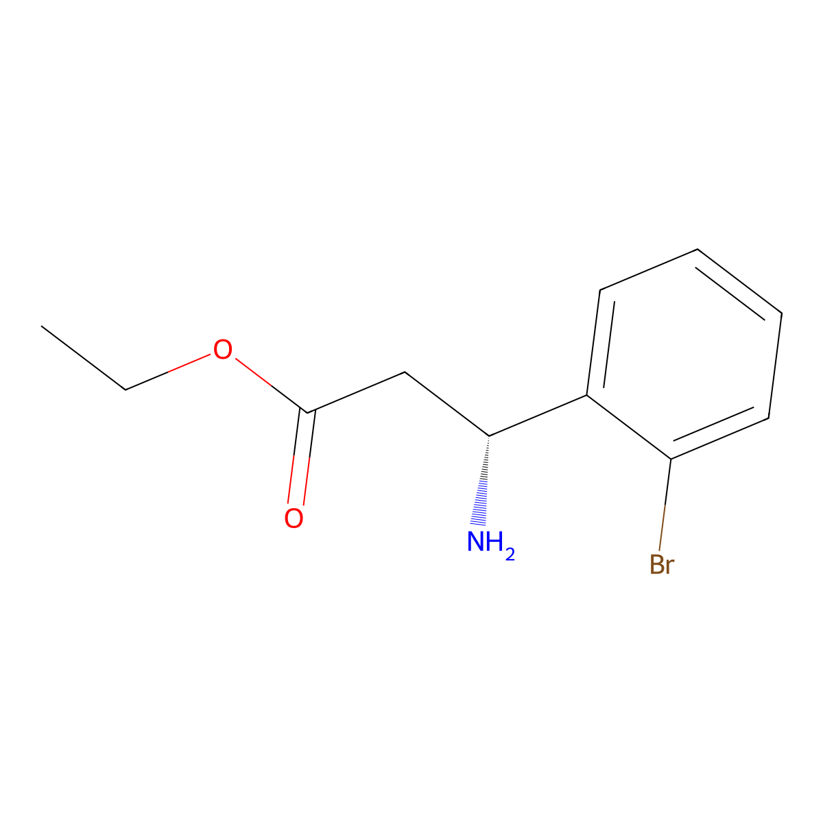Ethyl (betaR)-beta-amino-2-bromobenzenepropanoate molecular structure, CAS 275826-37-4