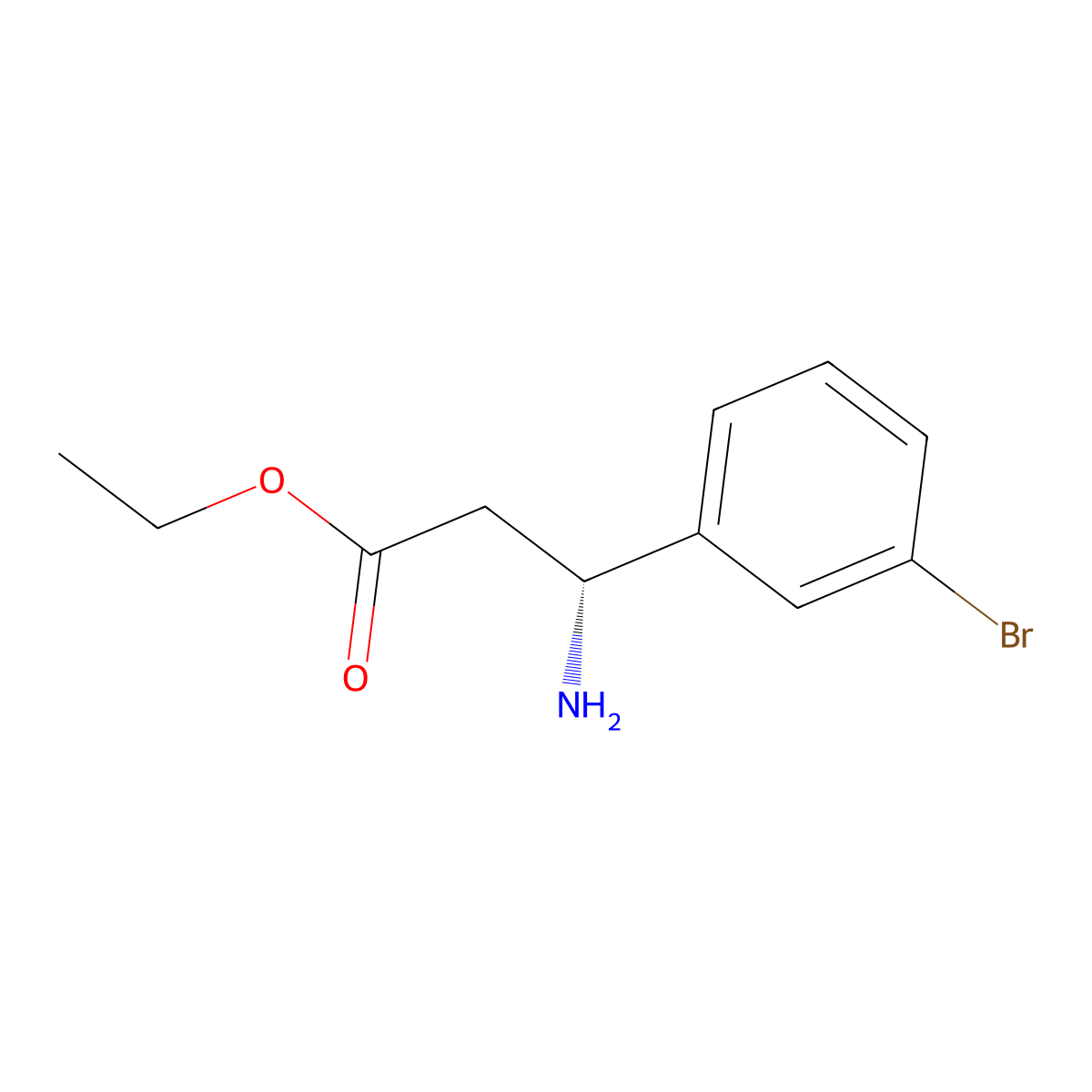 ethyl (3R)-3-amino-3-(3-bromophenyl)propanoate molecular structure, CAS 275826-38-5