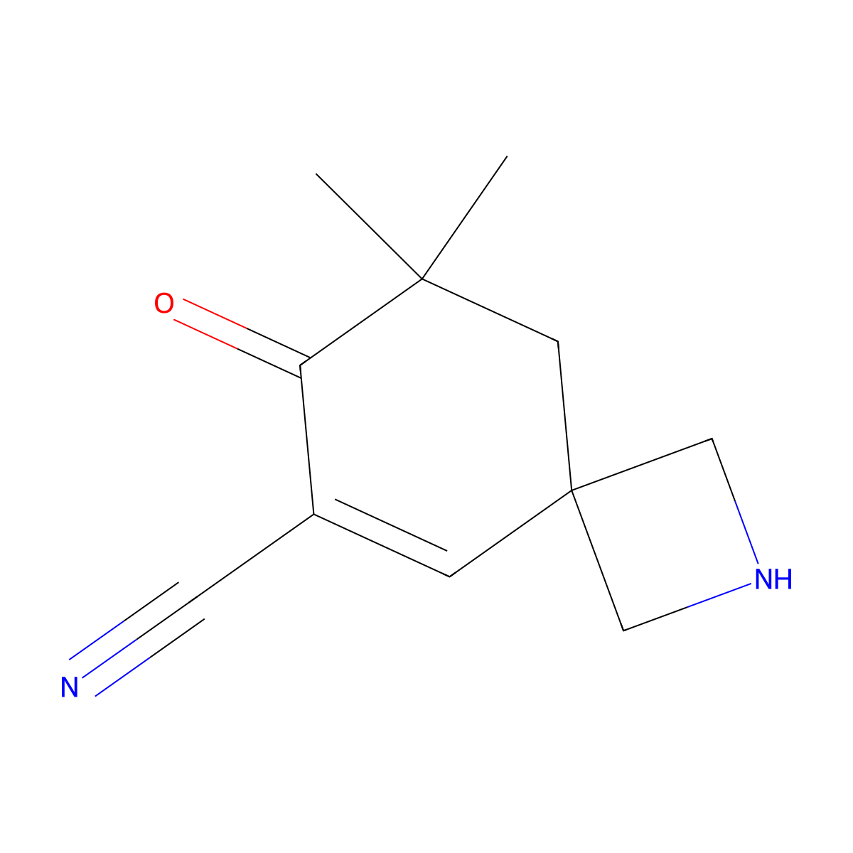 8,8-Dimethyl-7-oxo-2-azaspiro[3.5]non-5-ene-6-carbonitrile molecular structure, CAS 2758304-15-1