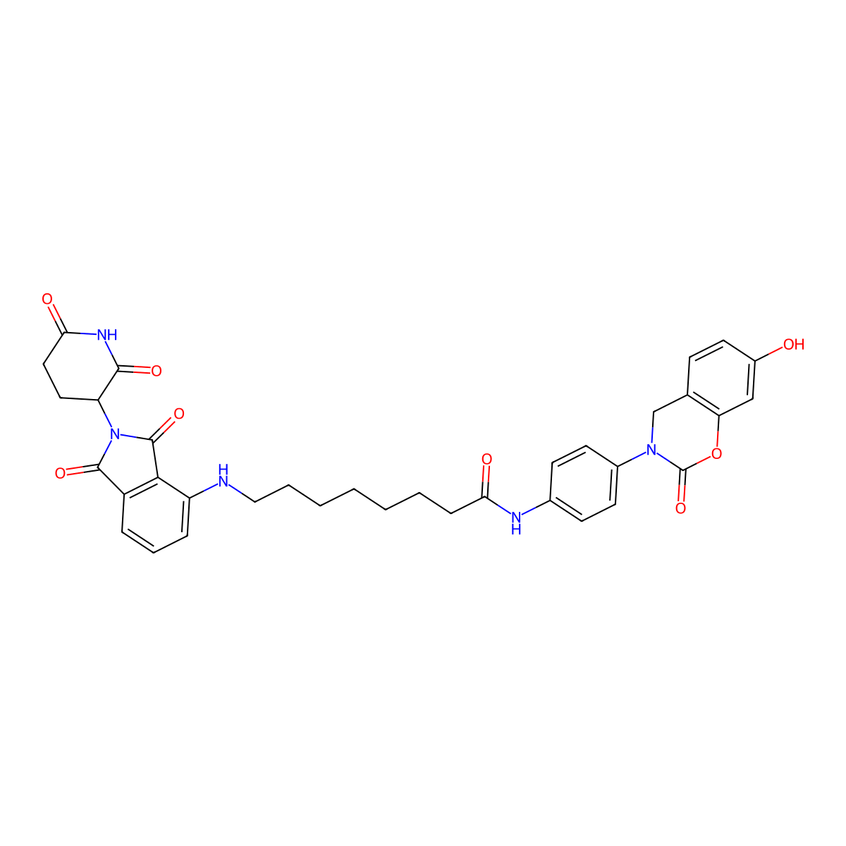 8-[[2-(2,6-dioxopiperidin-3-yl)-1,3-dioxoisoindol-4-yl]amino]-N-[4-(7-hydroxy-2-oxo-4H-1,3-benzoxazin-3-yl)phenyl]octanamide molecular structure, CAS 2758431-97-7
