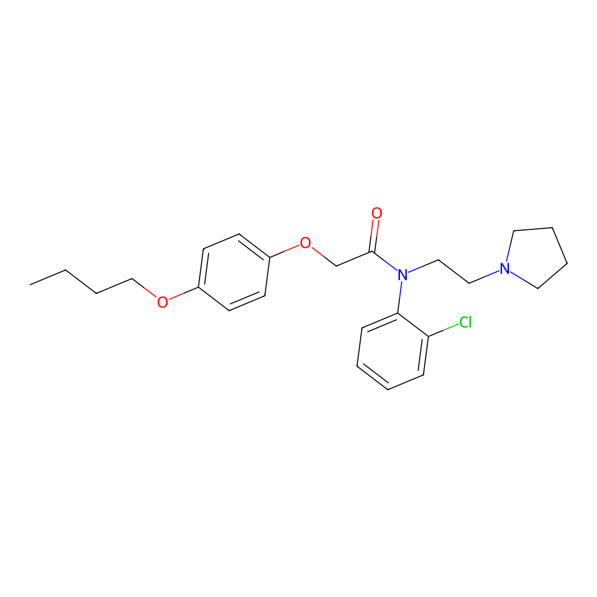 Acetanilide, 2-(p-butoxyphenoxy)-2'-chloro-N-(2-(1-pyrrolidinyl)ethyl)- molecular structure, CAS 27585-38-2