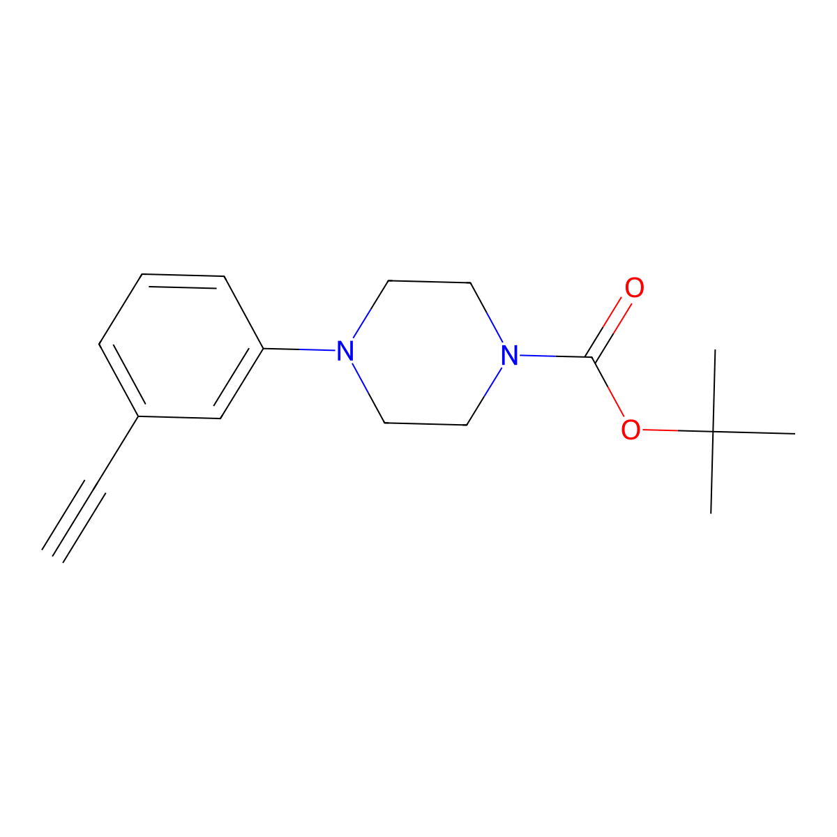 tert-Butyl 4-(3-ethynylphenyl)piperazine-1-carboxylate molecular structure, CAS 2758517-60-9