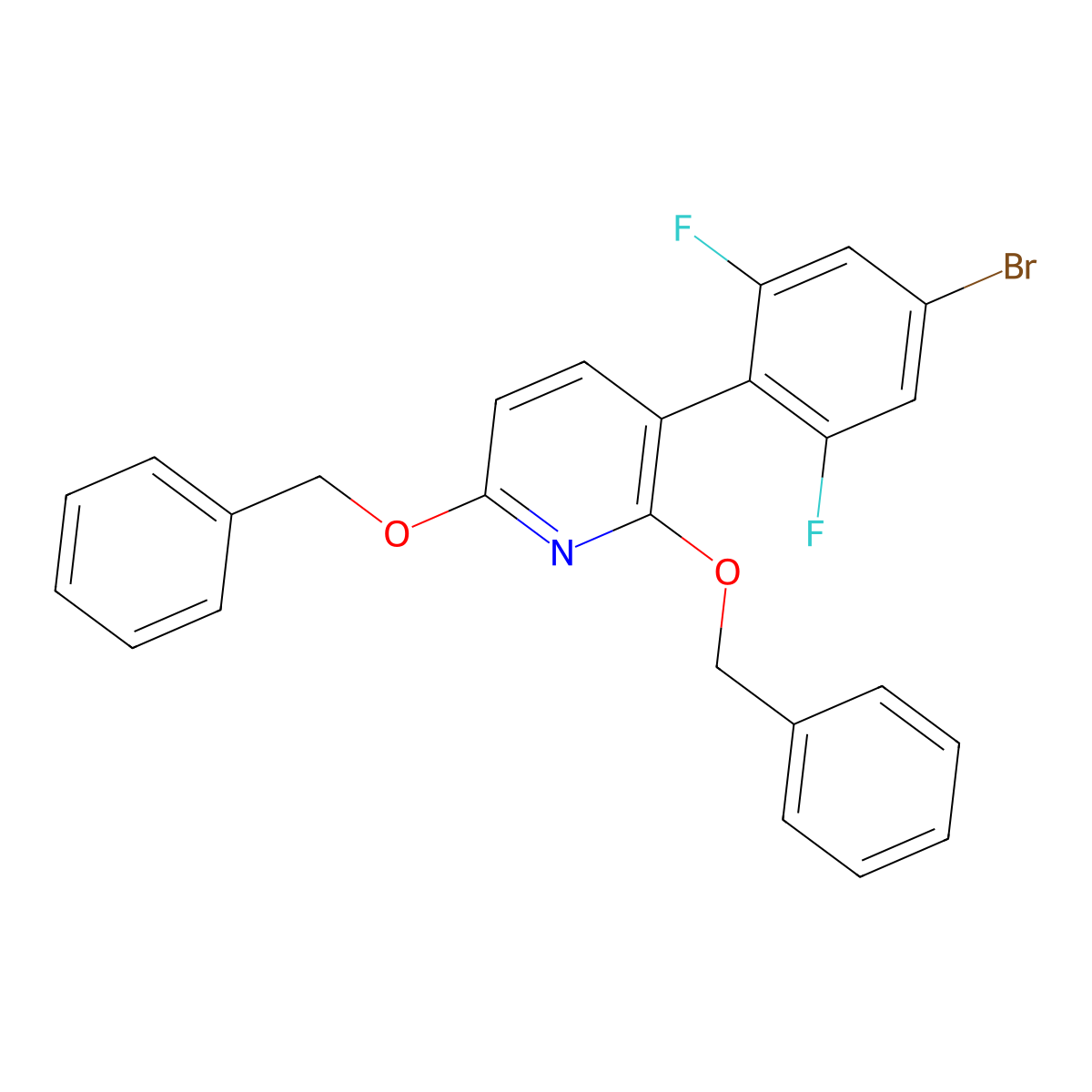 2,6-Bis(benzyloxy)-3-(4-bromo-2,6-difluorophenyl)pyridine molecular structure, CAS 2758532-18-0
