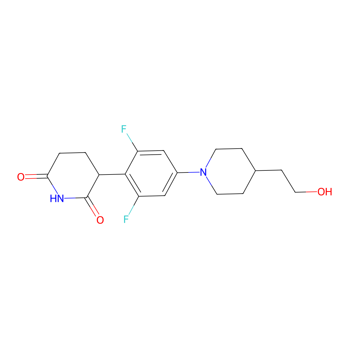 3-(2,6-Difluoro-4-(4-(2-hydroxyethyl)piperidin-1-yl)phenyl)piperidine-2,6-dione molecular structure, CAS 2758532-21-5