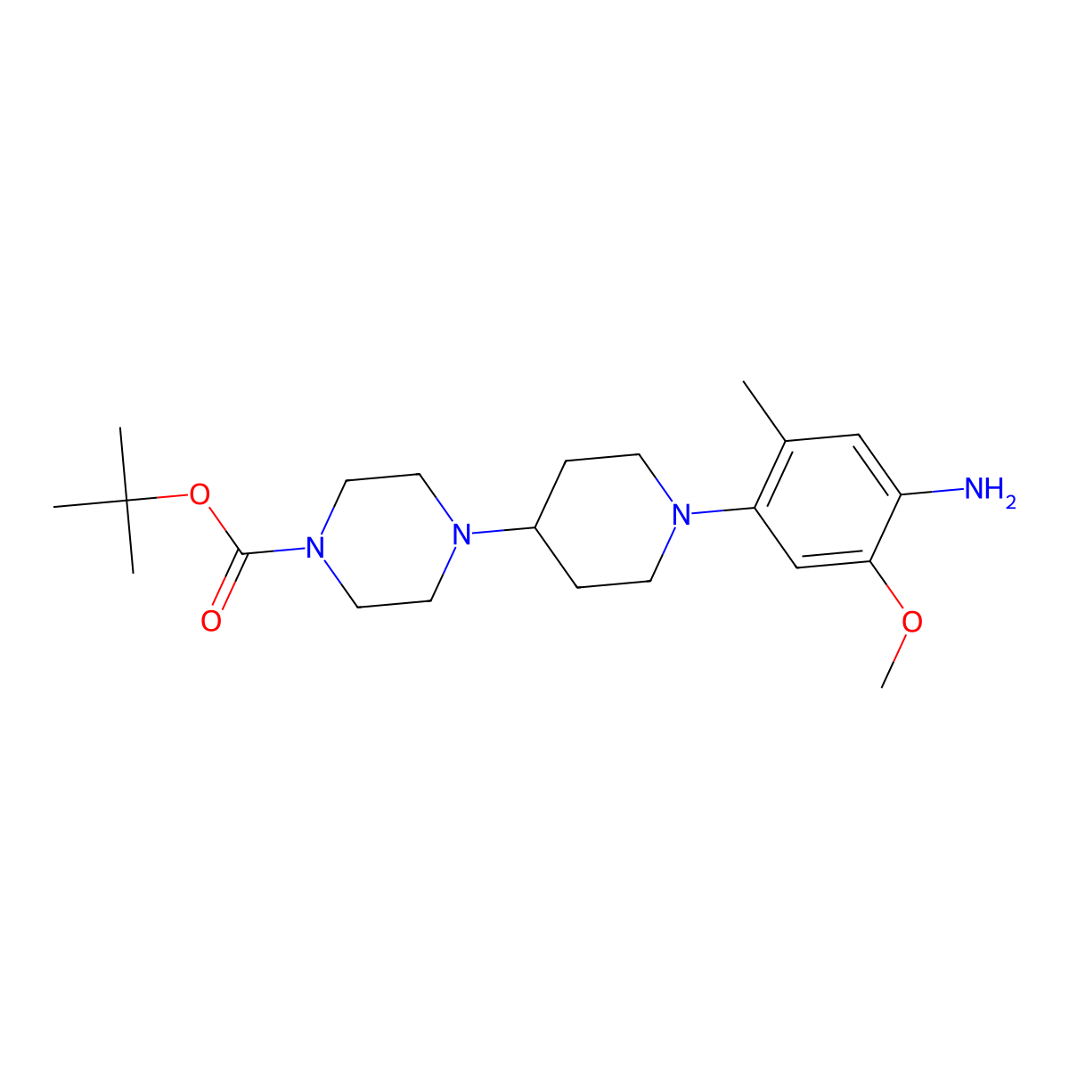 Tert-butyl 4-(1-(4-amino-5-methoxy-2-methylphenyl)piperidin-4-yl)piperazine-1-carboxylate molecular structure, CAS 2758532-61-3