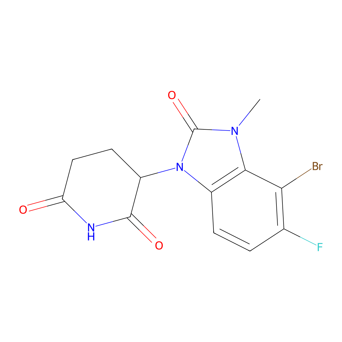 3-(4-Bromo-5-fluoro-3-methyl-2-oxo-2,3-dihydro-1H-benzo[d]imidazol-1-yl)piperidine-2,6-dione molecular structure, CAS 2758534-10-8