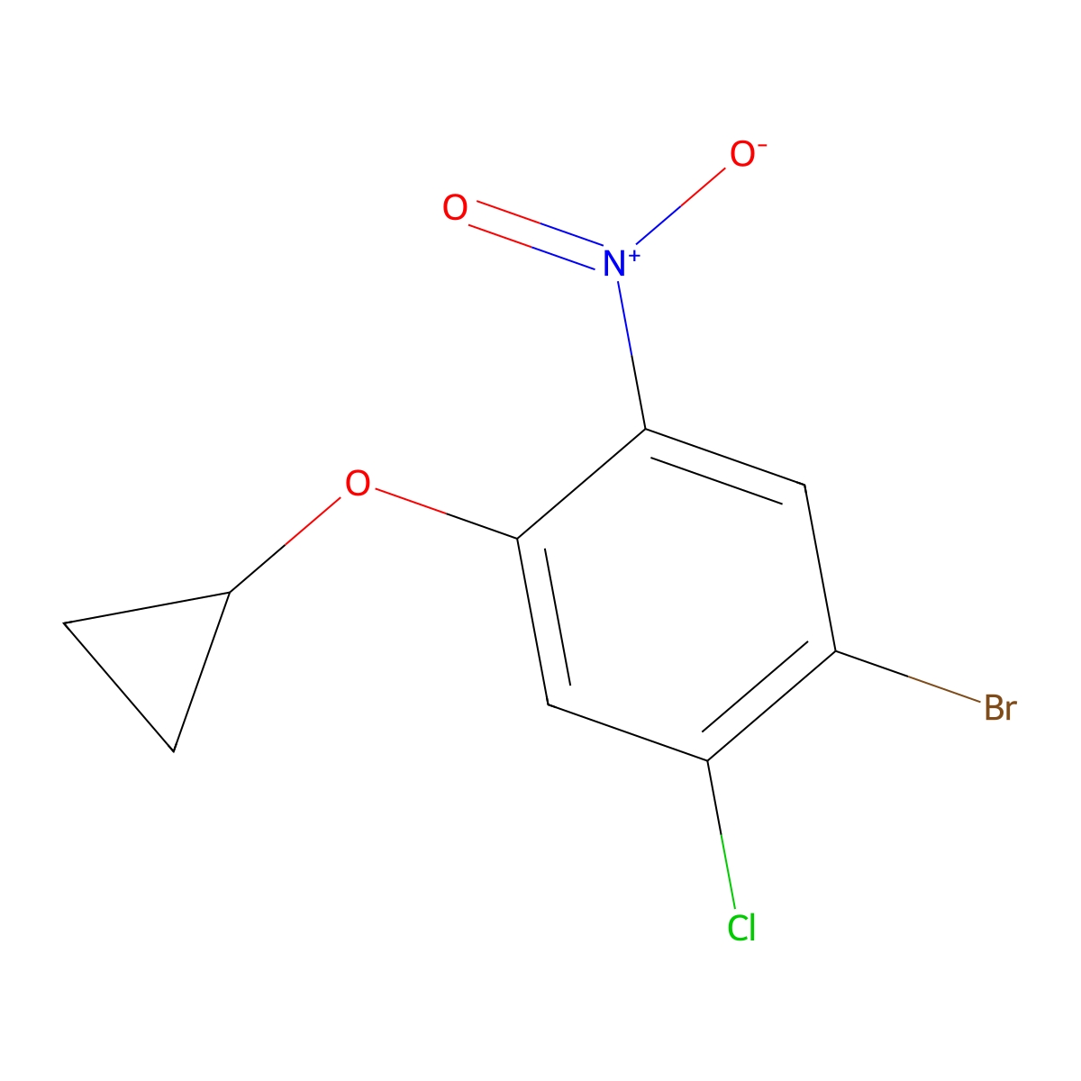 1-Bromo-2-chloro-4-cyclopropoxy-5-nitrobenzene molecular structure, CAS 2758534-29-9