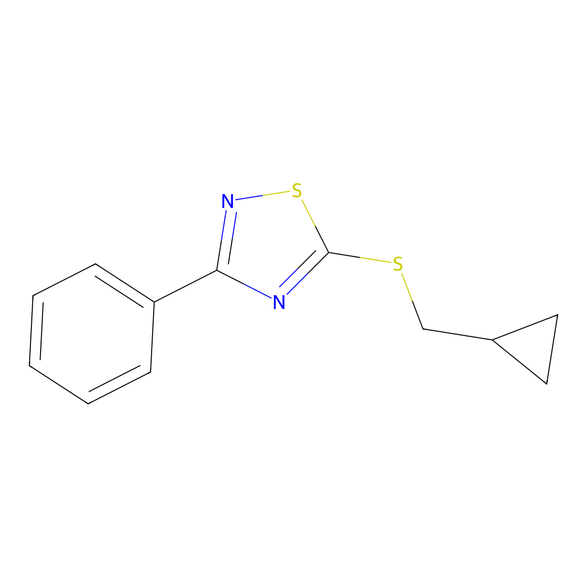 5-[(Cyclopropylmethyl)sulfanyl]-3-phenyl-1,2,4-thiadiazole molecular structure, CAS 2758571-84-3