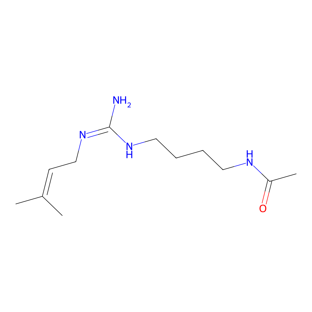 Acetamide, N-(4-(1-(3-methyl-2-butenyl)guanidino)butyl)- molecular structure, CAS 27586-69-2