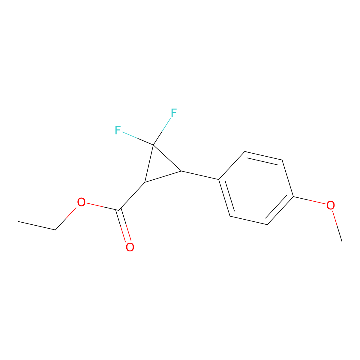 Ethyl 2,2-difluoro-3-(4-methoxyphenyl)cyclopropane-1-carboxylate molecular structure, CAS 2758663-64-6