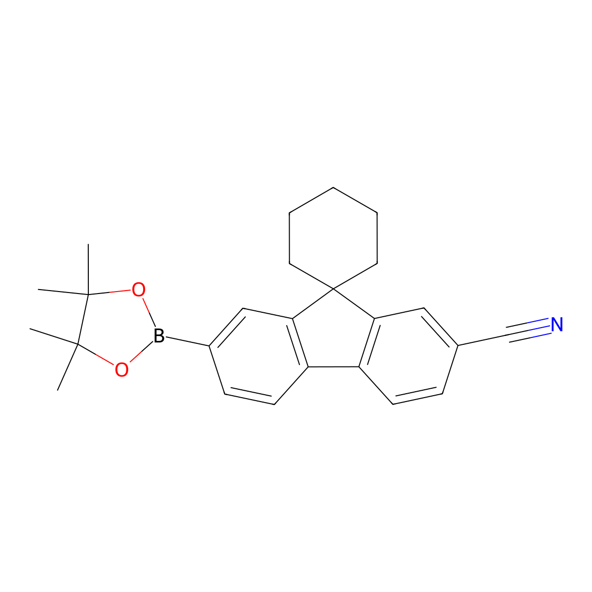 7'-(4,4,5,5-Tetramethyl-1,3,2-dioxaborolan-2-yl)spiro[cyclohexane-1,9'-fluorene]-2'-carbonitrile molecular structure, CAS 2758723-98-5