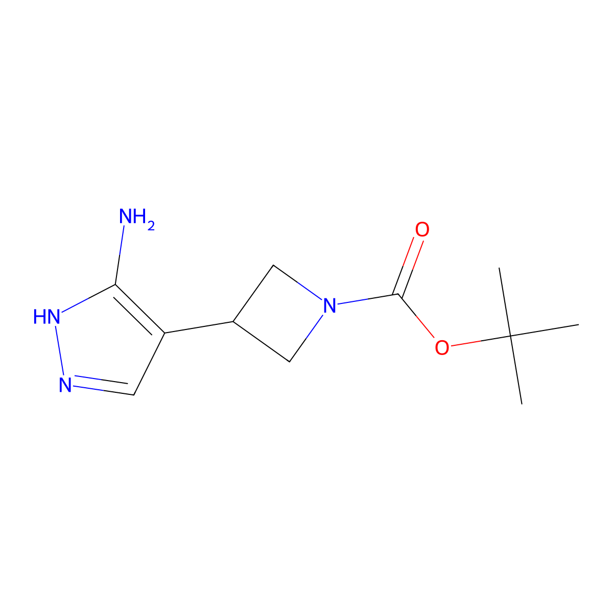 tert-butyl 3-(5-amino-1H-pyrazol-4-yl)azetidine-1-carboxylate molecular structure, CAS 2758773-25-8