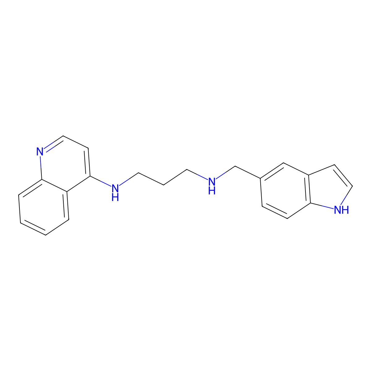 N-(1H-indol-5-ylmethyl)-N'-quinolin-4-ylpropane-1,3-diamine molecular structure, CAS 2758867-71-7