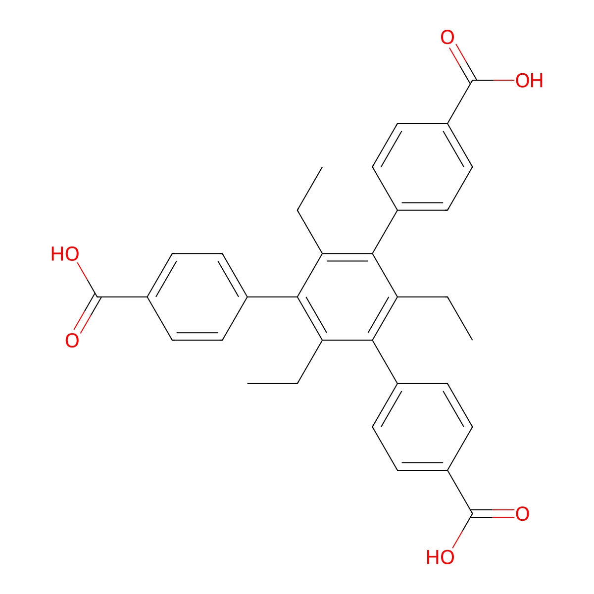 5'-(4-Carboxyphenyl)-2',4',6'-triethyl-[1,1':3',1''-terphenyl]-4,4''-dicarboxylic acid molecular structure, CAS 2758930-97-9