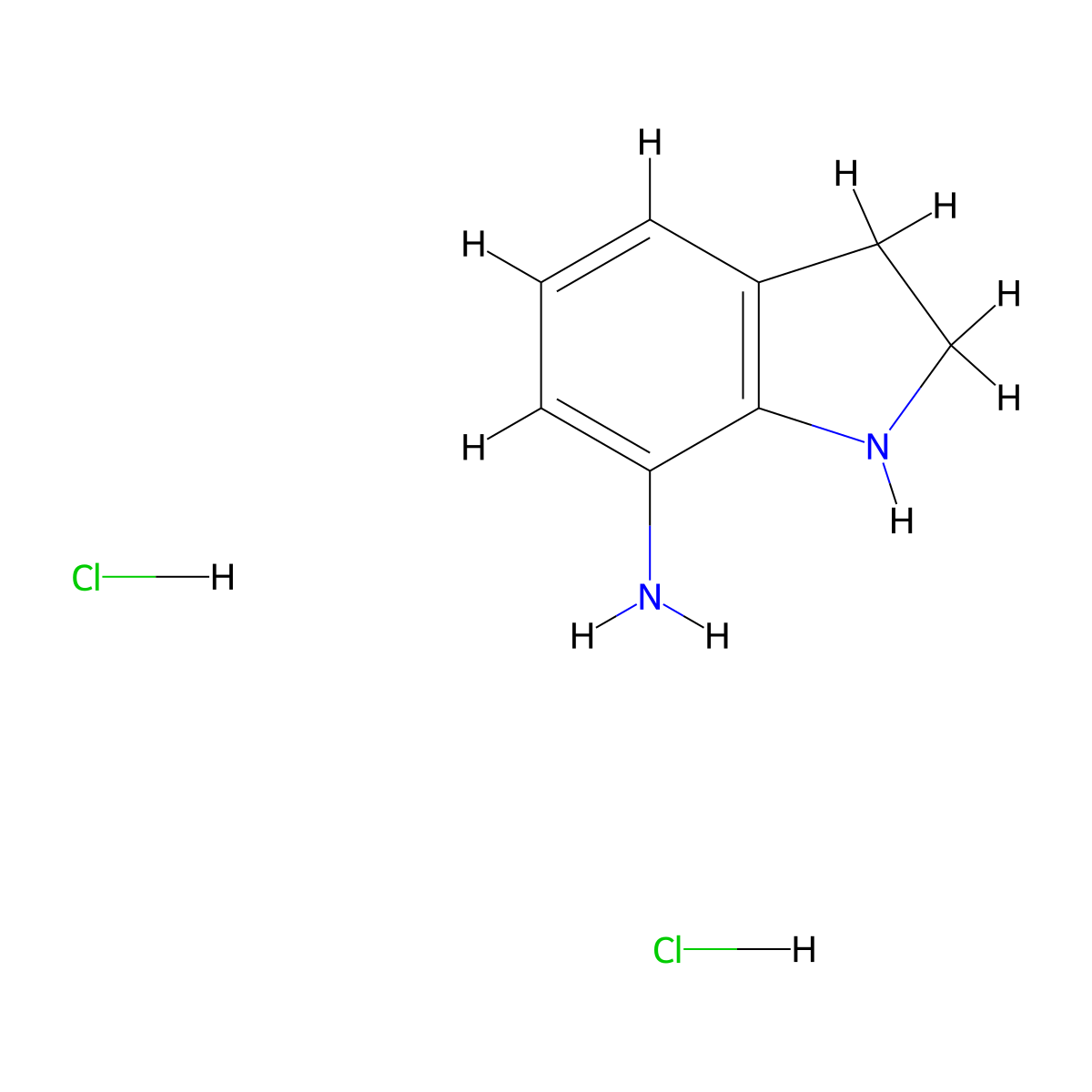 2,3-Dihydro-1H-indol-7-amine--hydrogen chloride (1/2) molecular structure, CAS 2759-13-9