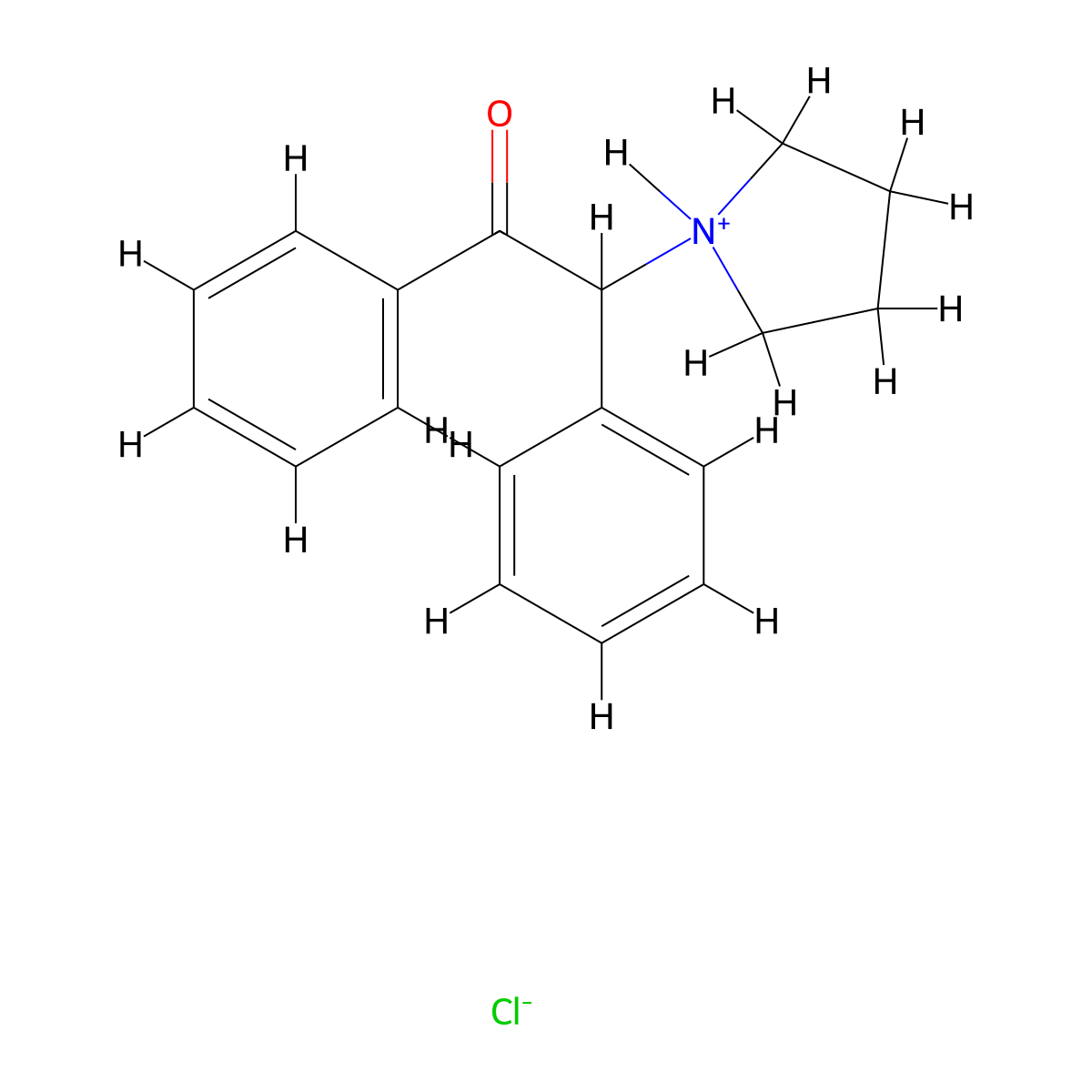2-Phenyl-2-(1-pyrrolidinyl)-acetophenone hydrochloride molecular structure, CAS 27590-61-0