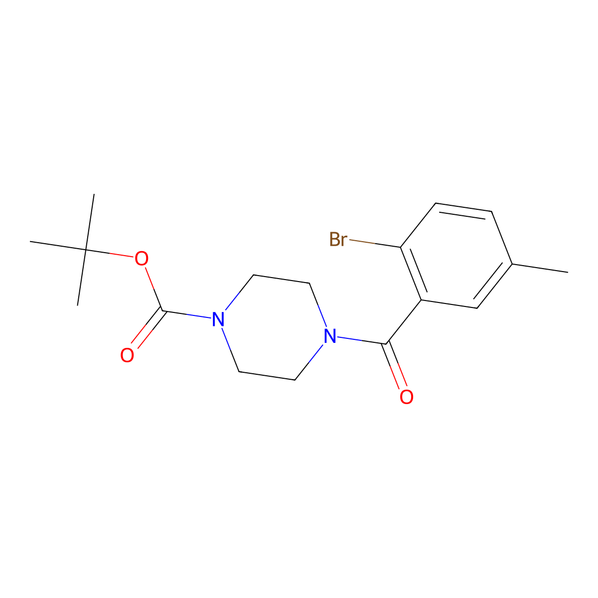 Tert-butyl 4-(2-bromo-5-methylbenzoyl)piperazine-1-carboxylate molecular structure, CAS 2759065-29-5