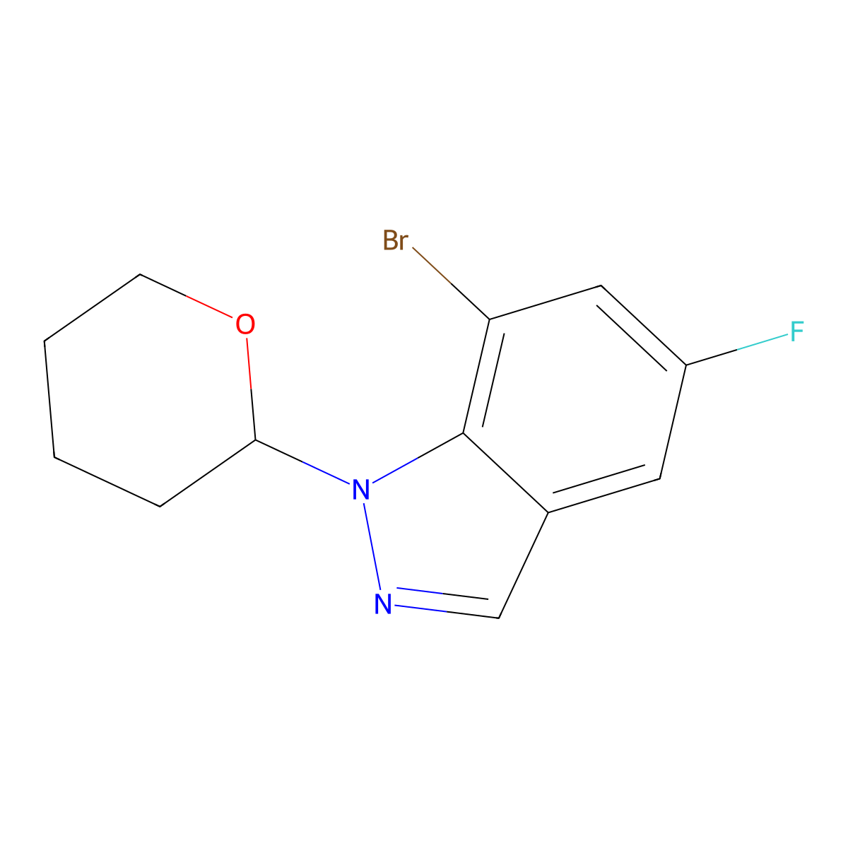 7-Bromo-5-fluoro-1-(tetrahydro-2H-pyran-2-yl)-1H-indazole molecular structure, CAS 2759141-31-4
