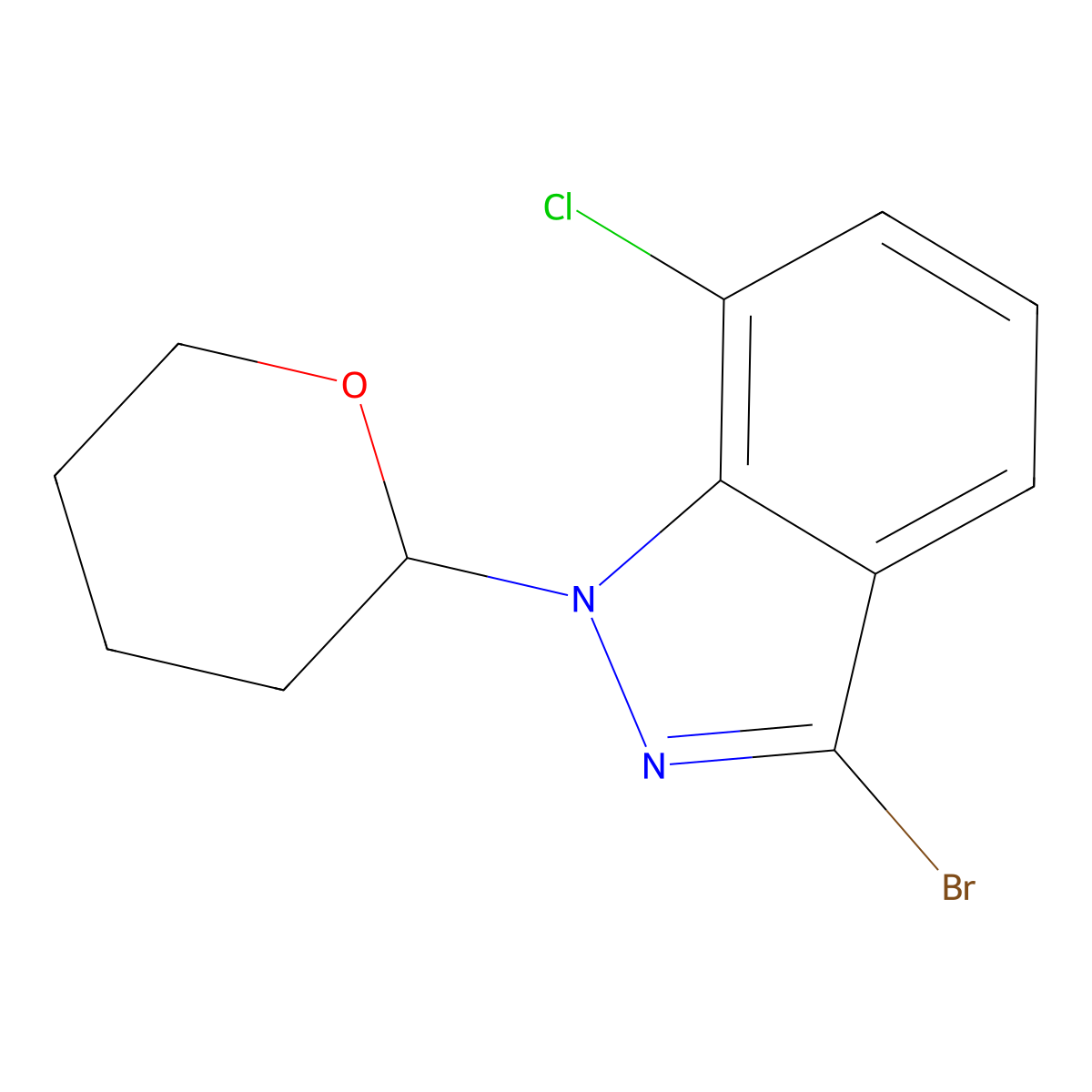 3-Bromo-7-chloro-1-(tetrahydro-2H-pyran-2-yl)-1H-indazole molecular structure, CAS 2759141-75-6