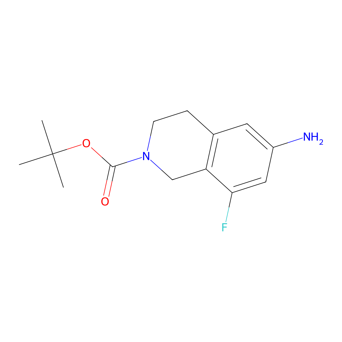 Tert-butyl 6-amino-8-fluoro-1,2,3,4-tetrahydroisoquinoline-2-carboxylate molecular structure, CAS 2759152-54-8