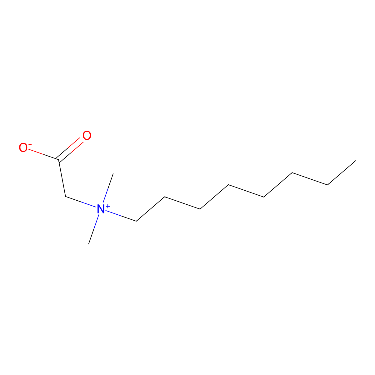 Caprylyl betaine molecular structure, CAS 27593-14-2