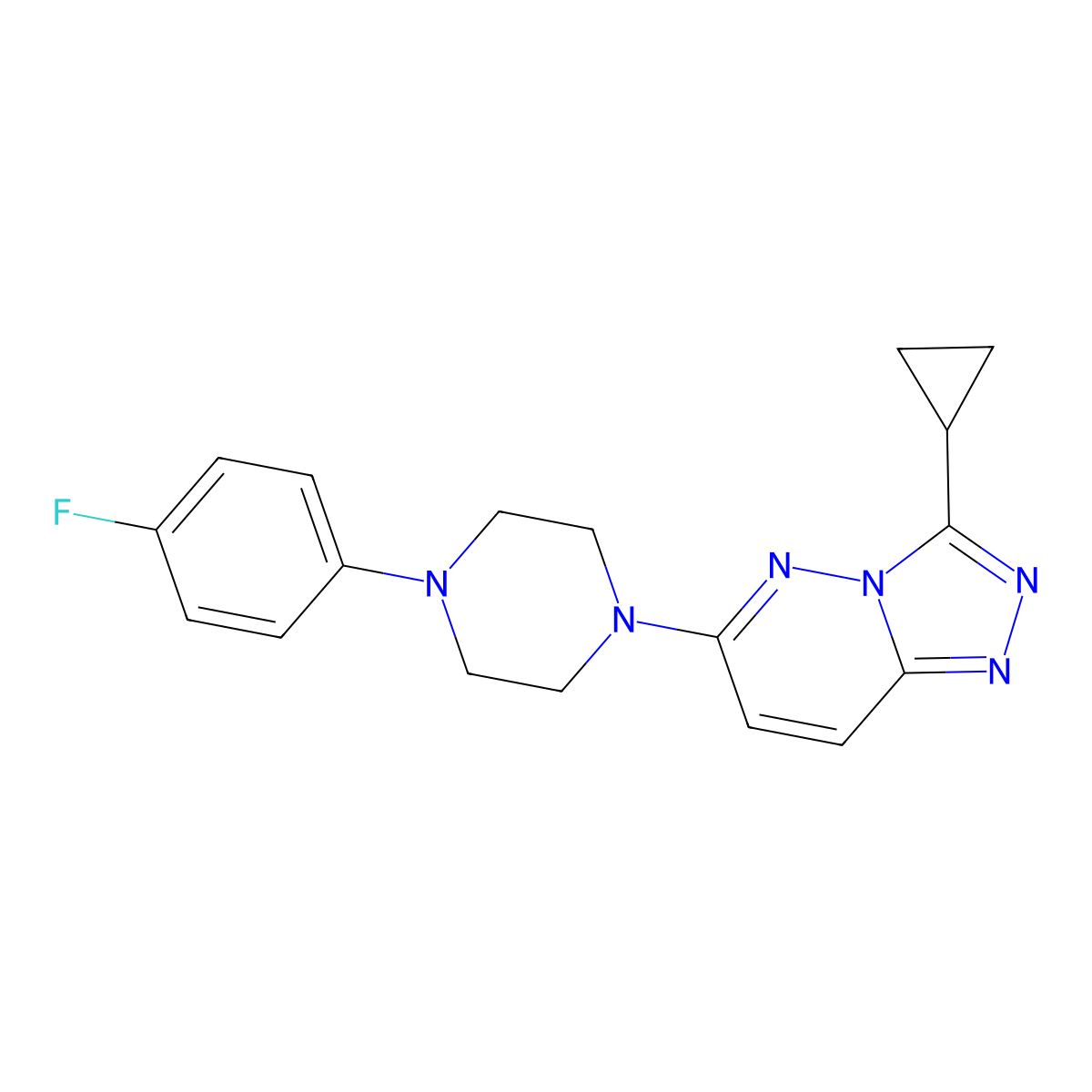 1-{3-Cyclopropyl-[1,2,4]triazolo[4,3-b]pyridazin-6-yl}-4-(4-fluorophenyl)piperazine molecular structure, CAS 2759358-66-0