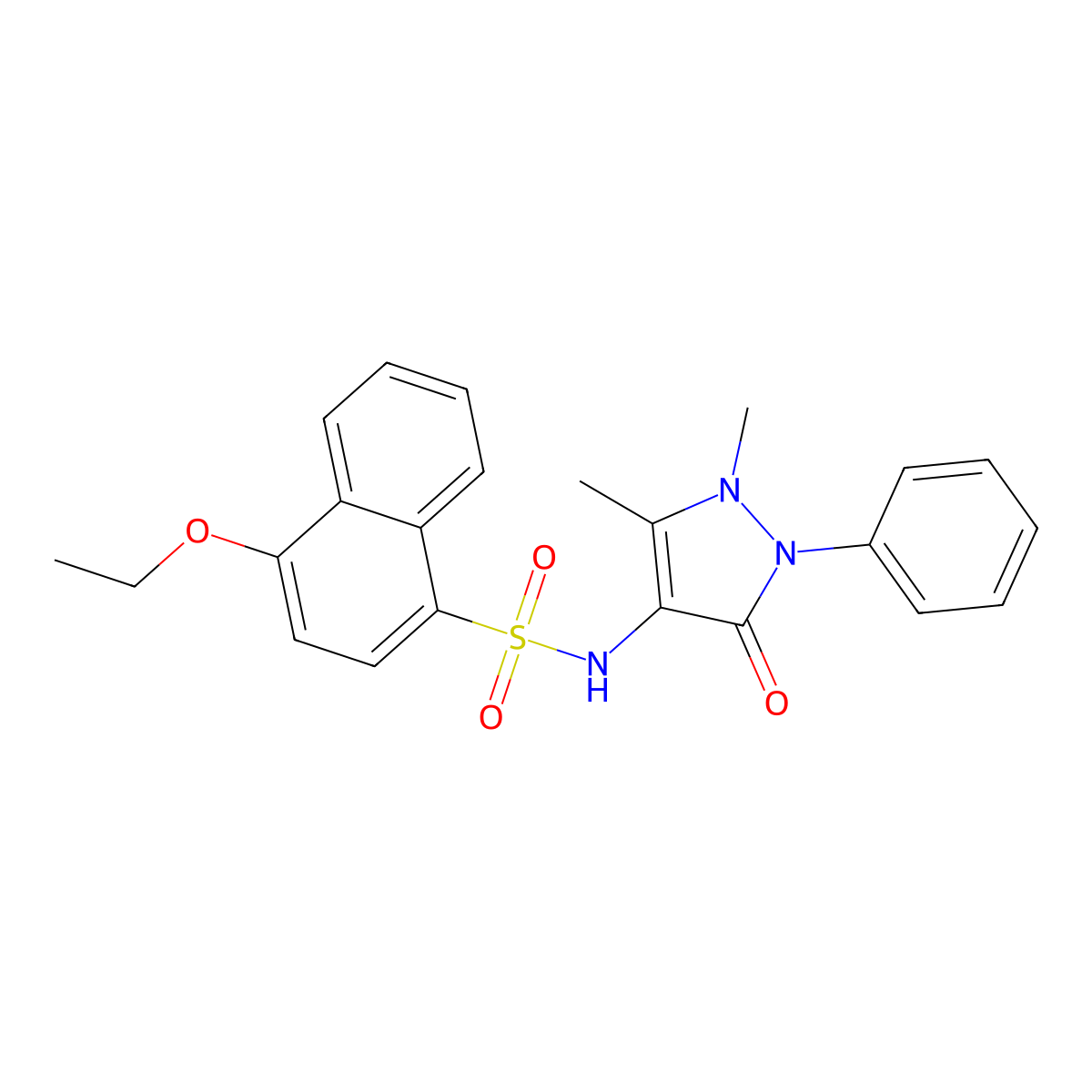 N-(1,5-dimethyl-3-oxo-2-phenyl-2,3-dihydro-1H-pyrazol-4-yl)-4-ethoxynaphthalene-1-sulfonamide molecular structure, CAS 2759365-33-6