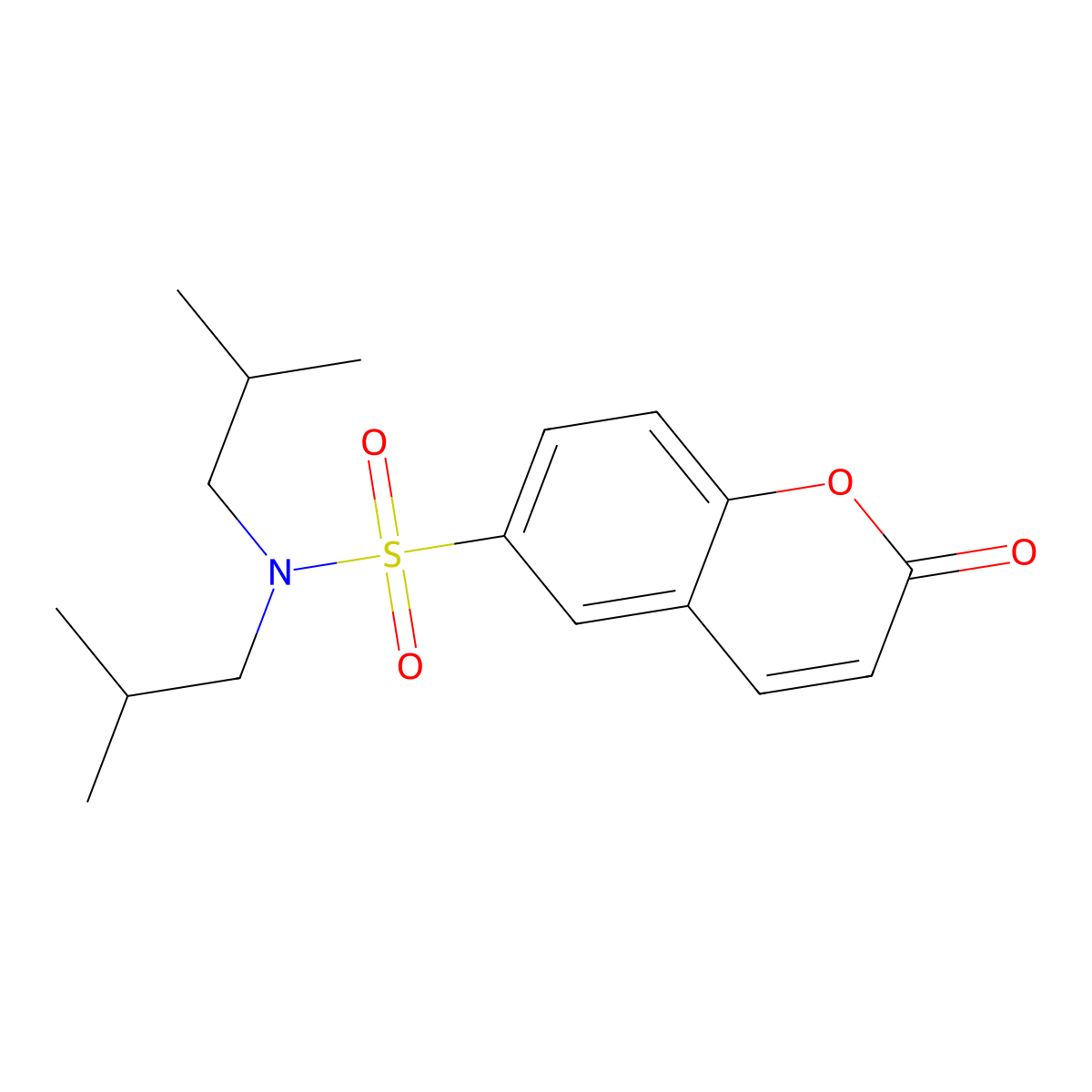N,N-bis(2-methylpropyl)-2-oxochromene-6-sulfonamide molecular structure, CAS 2759381-53-6