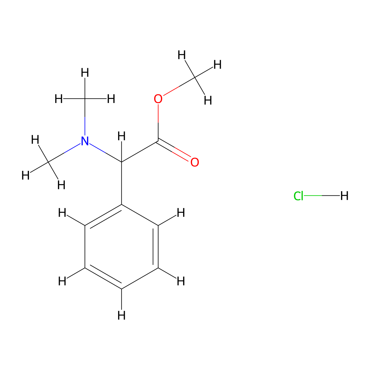 Methyl 2-(dimethylamino)-2-phenylacetate;hydrochloride molecular structure, CAS 27594-59-8