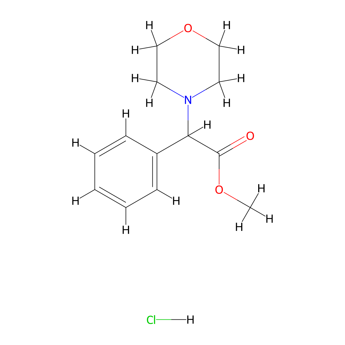 Methyl 2-Morpholino-2-phenylacetate hydrochloride molecular structure, CAS 27594-62-3