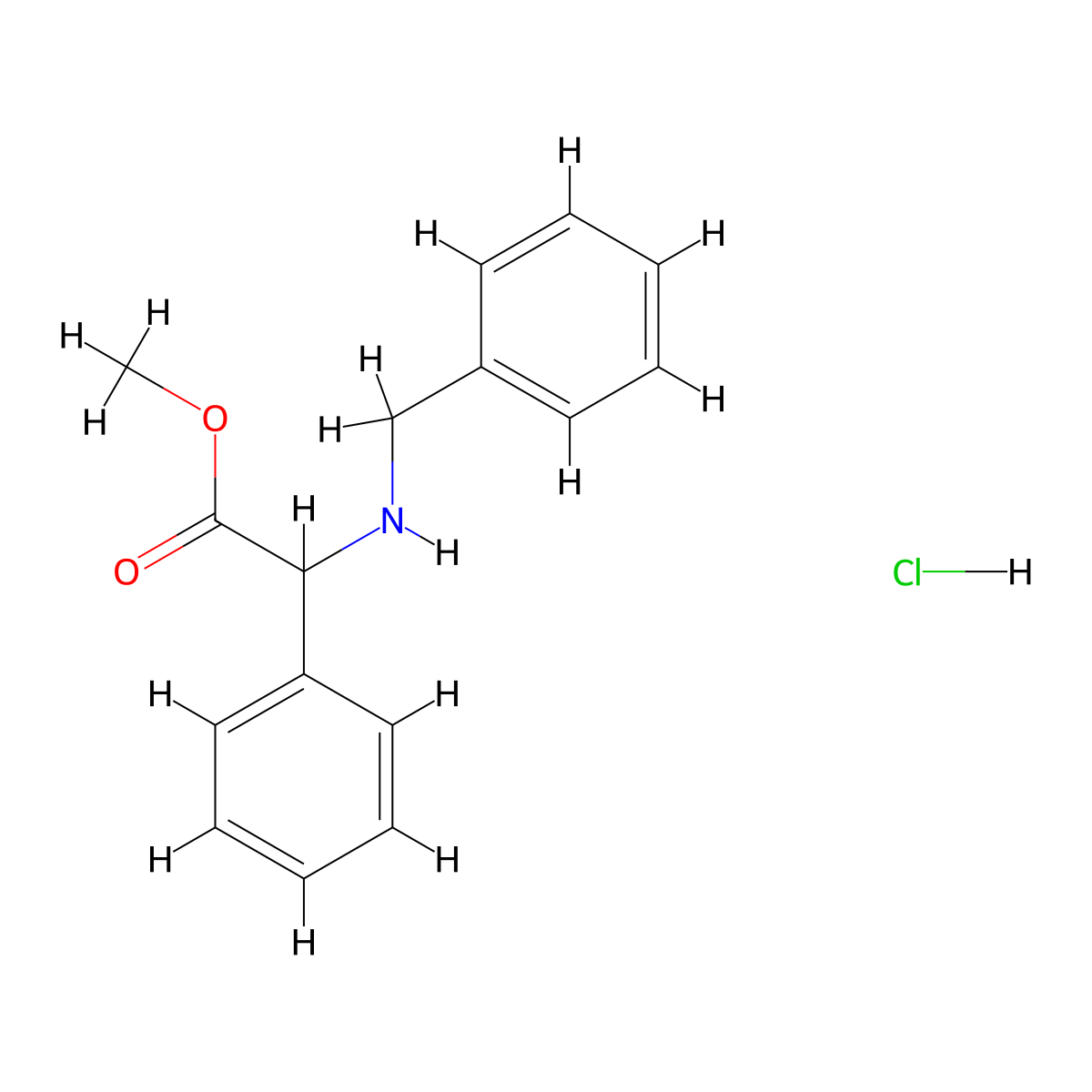 Methyl 2-(benzylamino)-2-phenylacetate hydrochloride molecular structure, CAS 27594-64-5
