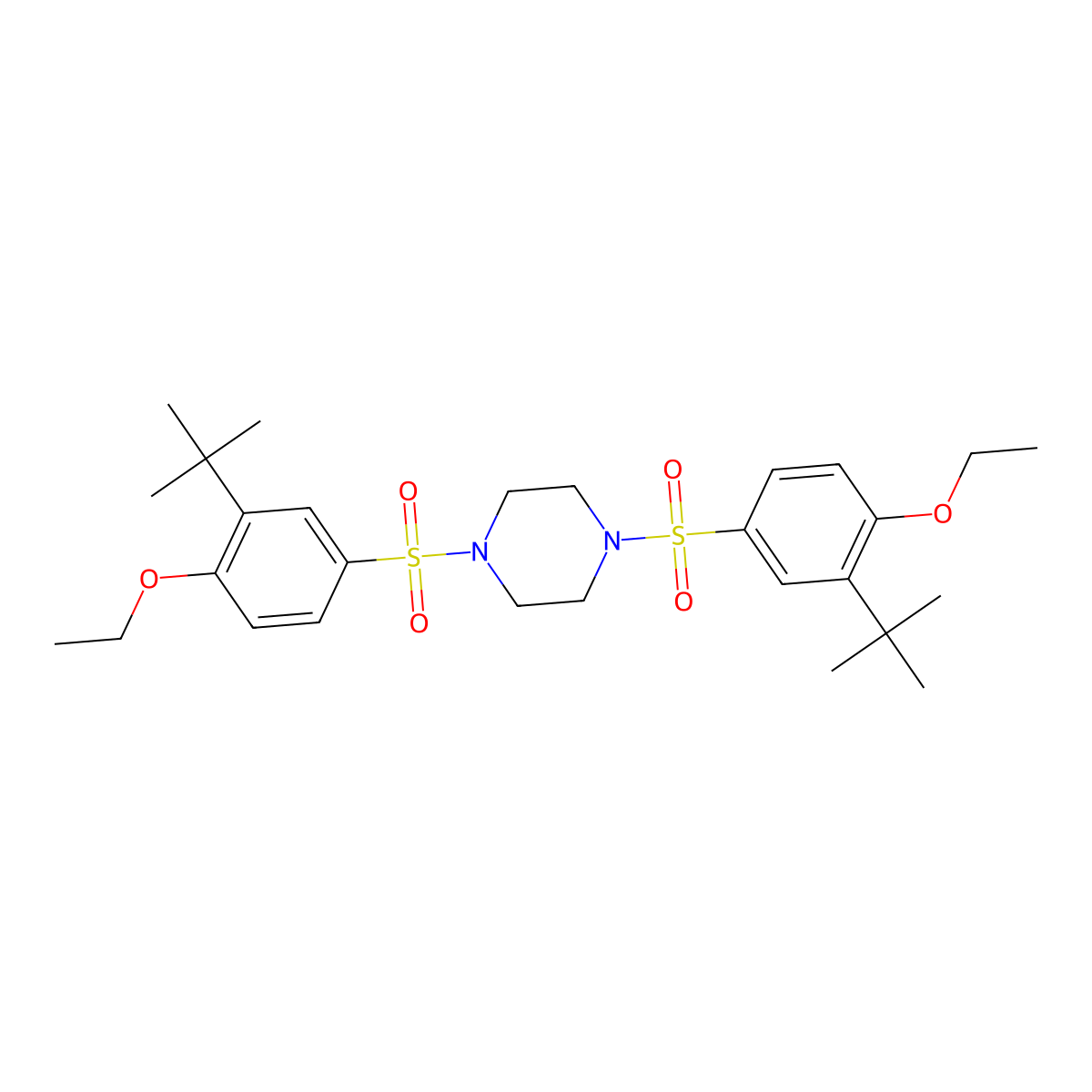 1,4-Bis(3-tert-butyl-4-ethoxybenzenesulfonyl)piperazine molecular structure, CAS 2759414-39-4
