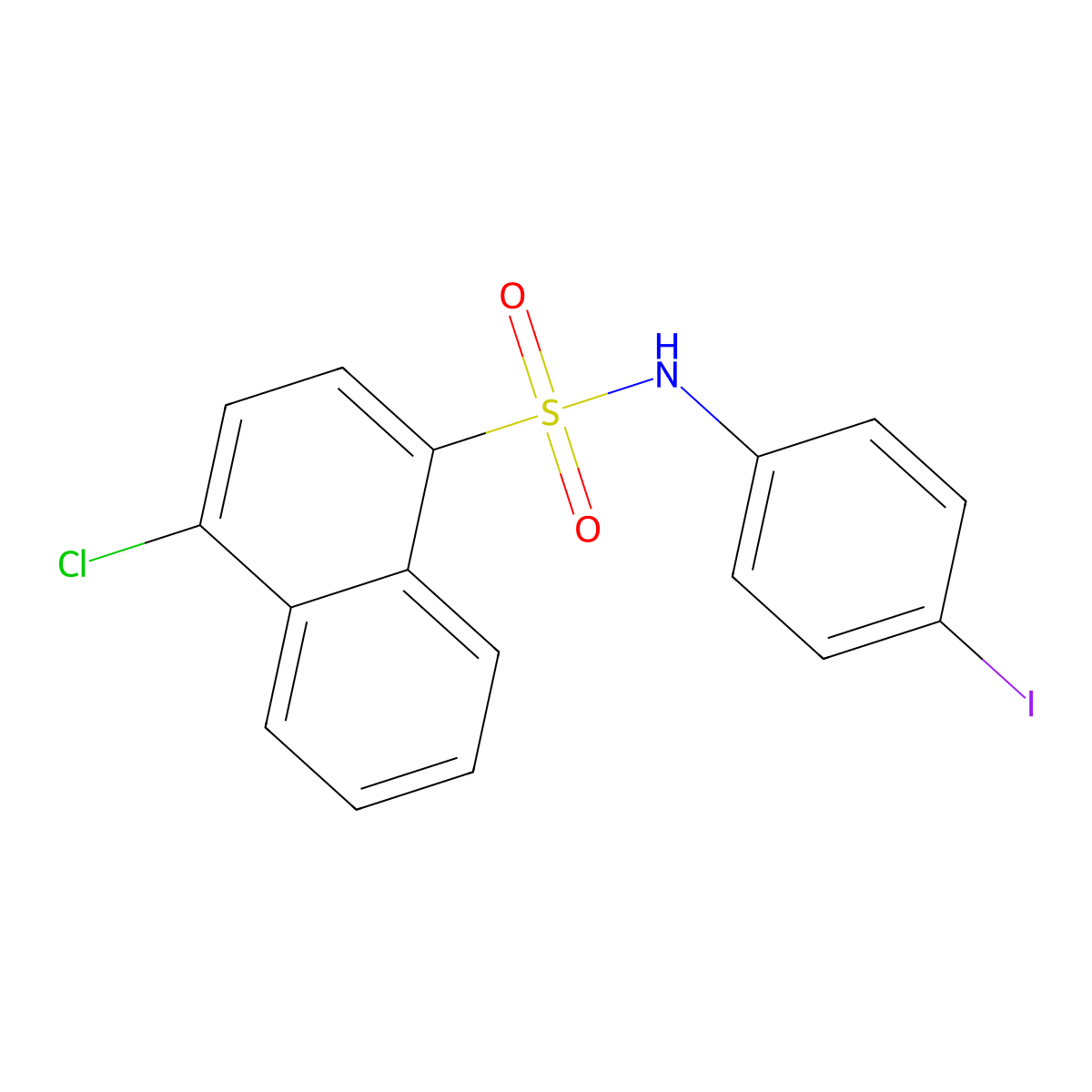 4-chloro-N-(4-iodophenyl)naphthalene-1-sulfonamide molecular structure, CAS 2759414-60-1