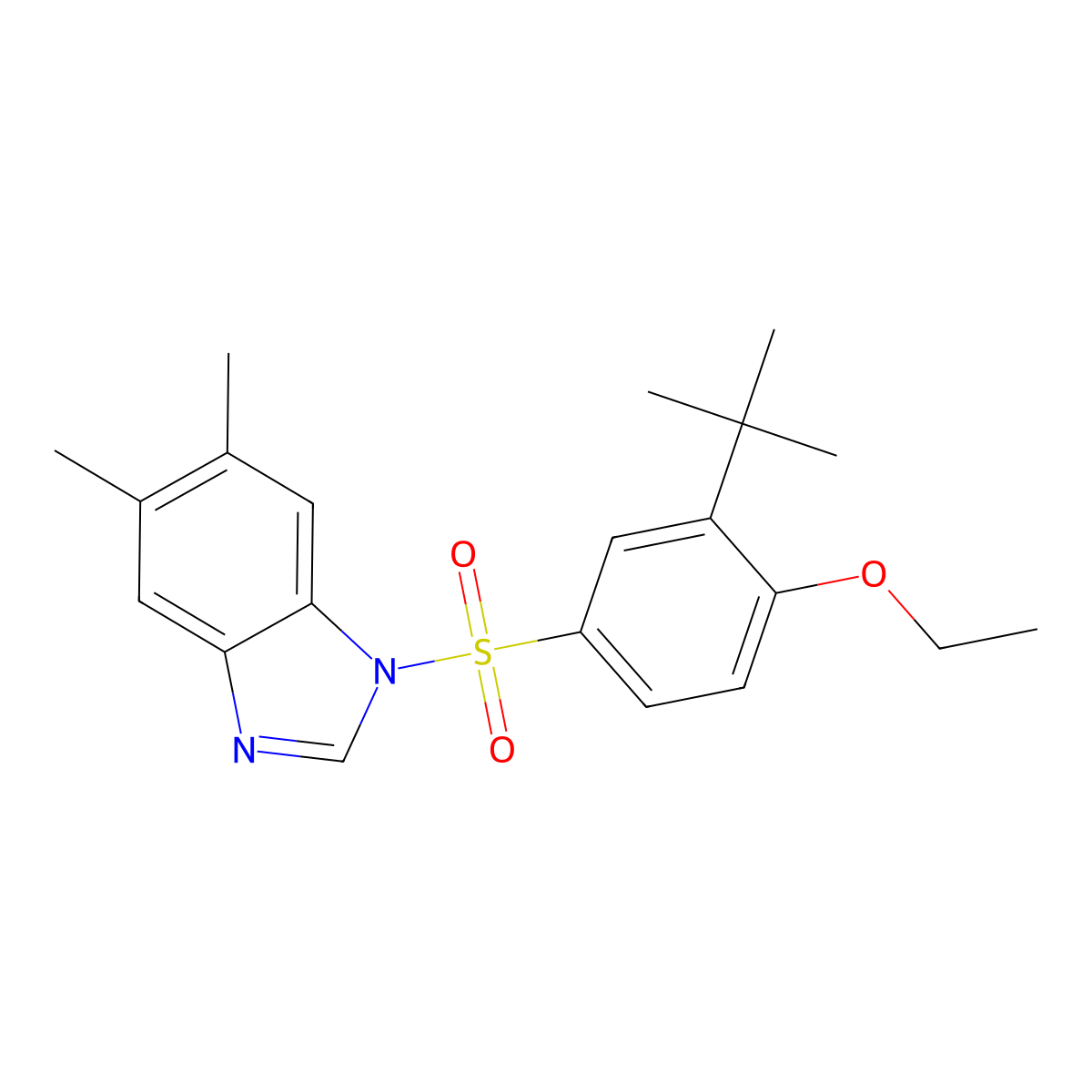 1-(3-Tert-butyl-4-ethoxyphenyl)sulfonyl-5,6-dimethylbenzimidazole molecular structure, CAS 2759477-92-2