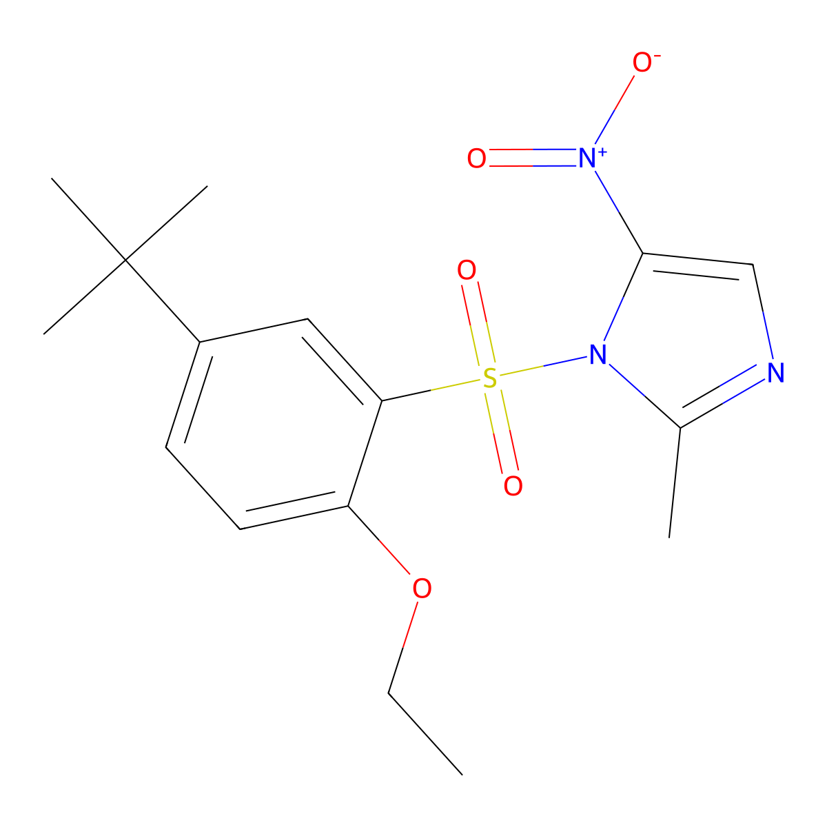 1-(5-tert-butyl-2-ethoxybenzenesulfonyl)-2-methyl-5-nitro-1H-imidazole molecular structure, CAS 2759600-93-4