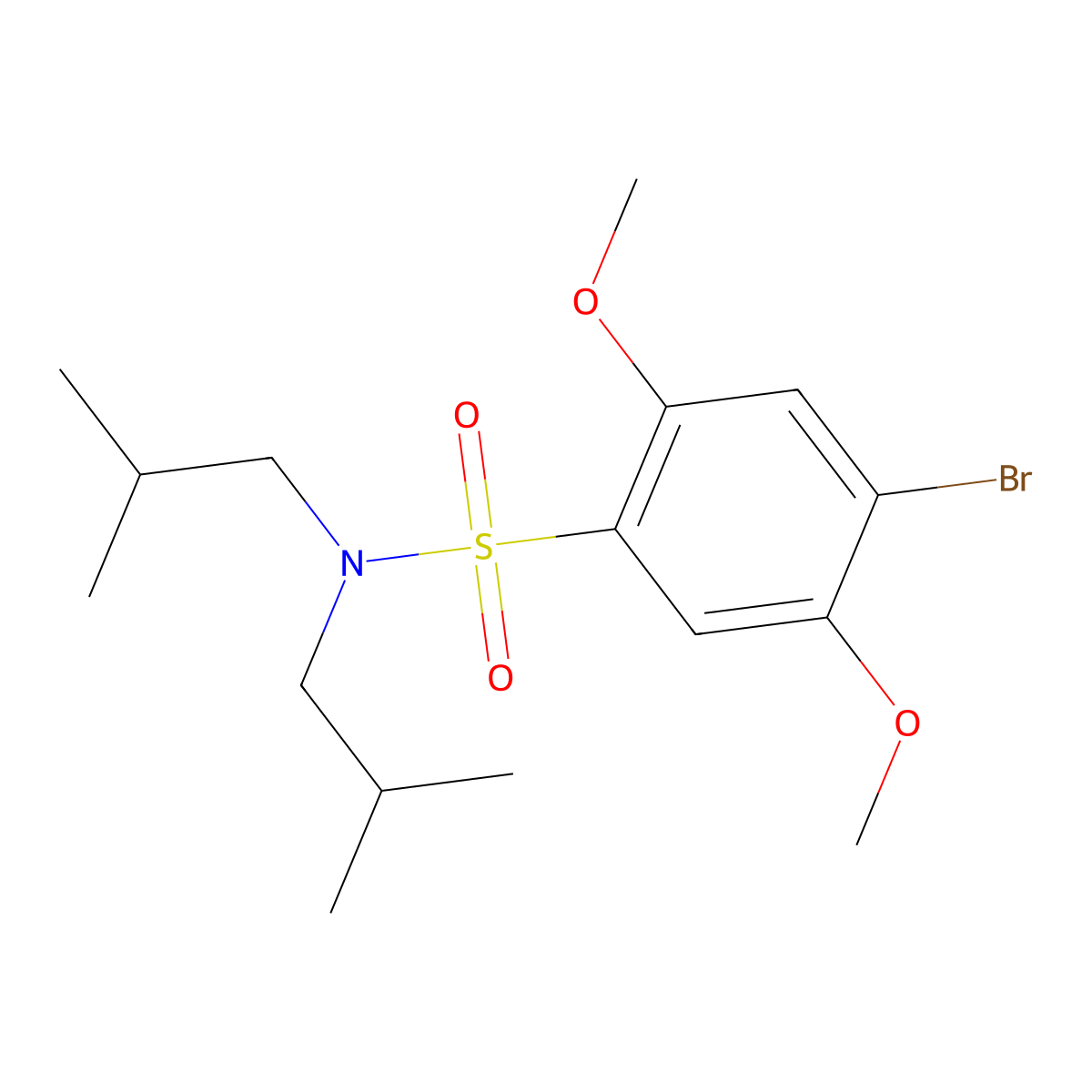 4-bromo-2,5-dimethoxy-N,N-bis(2-methylpropyl)benzene-1-sulfonamide molecular structure, CAS 2759633-70-8