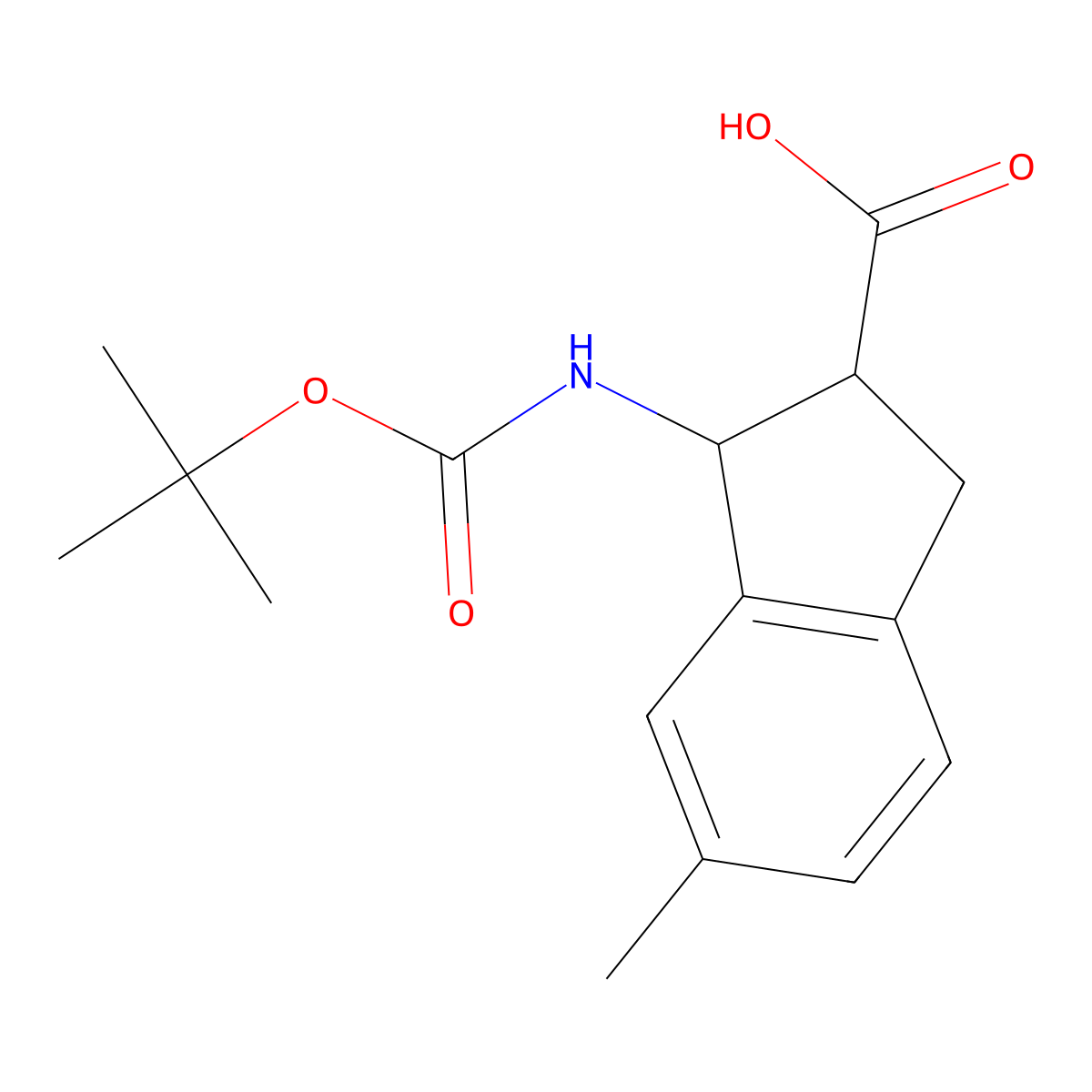 rac-(1R,2R)-1-{[(tert-butoxy)carbonyl]amino}-6-methyl-2,3-dihydro-1H-indene-2-carboxylic acid molecular structure, CAS 2759669-92-4