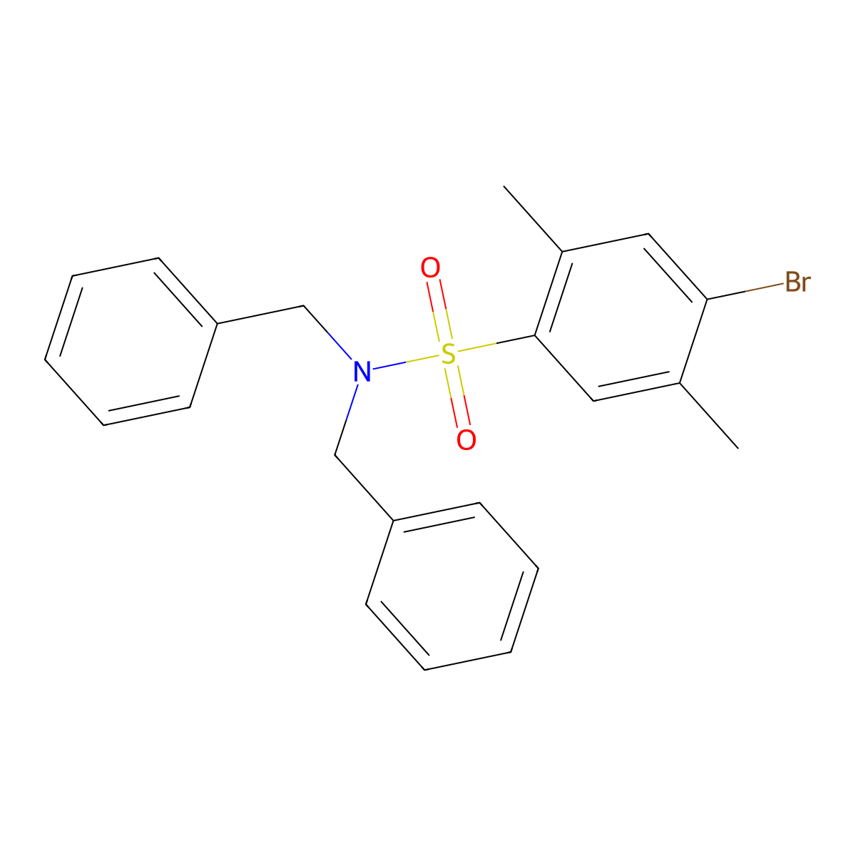 N,N-dibenzyl-4-bromo-2,5-dimethylbenzene-1-sulfonamide molecular structure, CAS 2759709-18-5