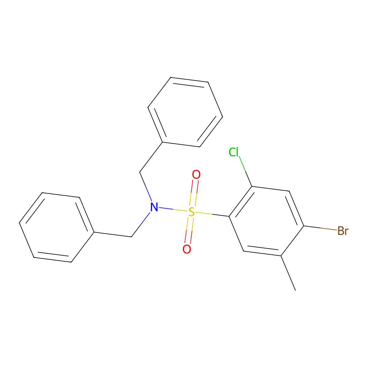 N,N-dibenzyl-4-bromo-2-chloro-5-methylbenzene-1-sulfonamide molecular structure, CAS 2759709-24-3