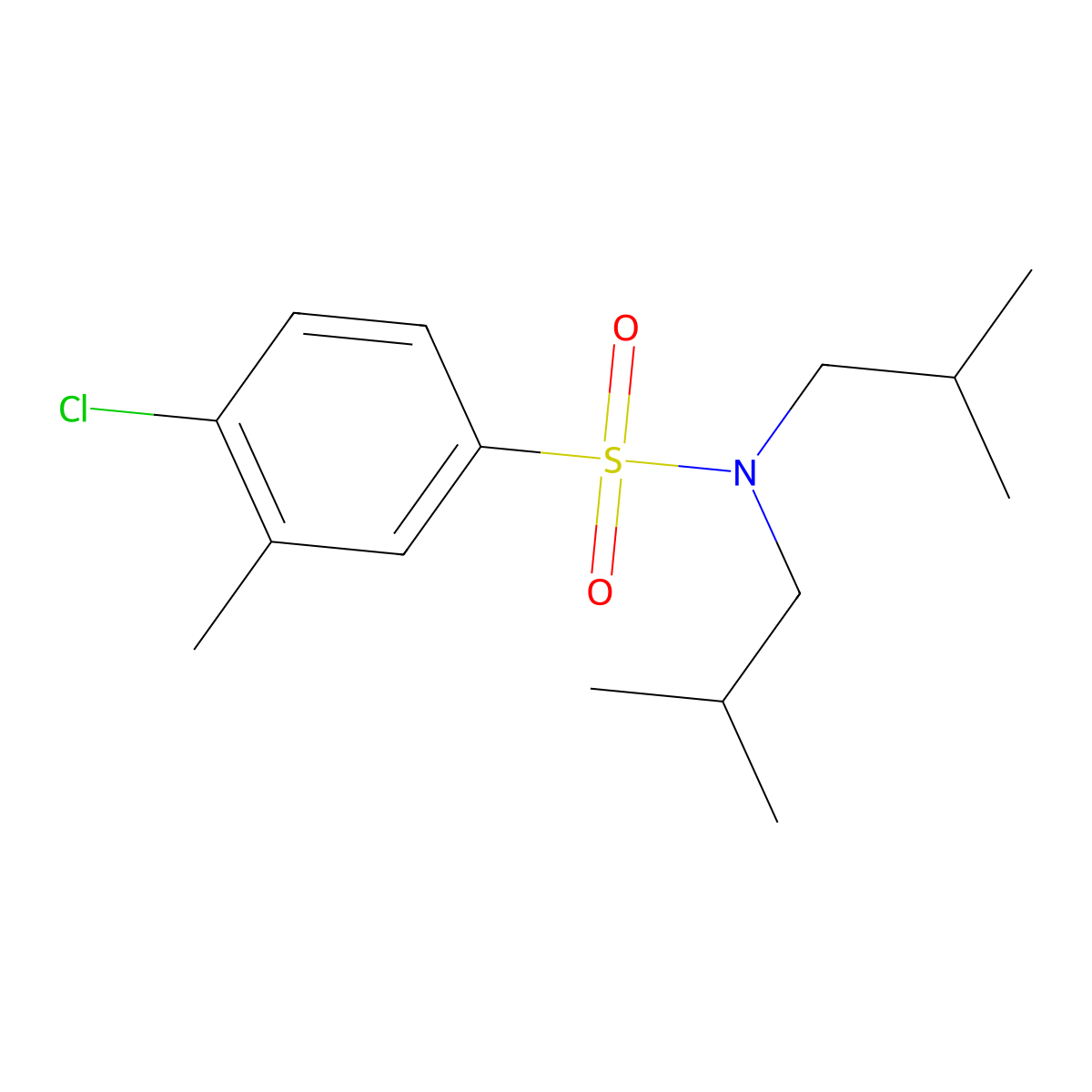 4-chloro-3-methyl-N,N-bis(2-methylpropyl)benzene-1-sulfonamide molecular structure, CAS 2759709-31-2