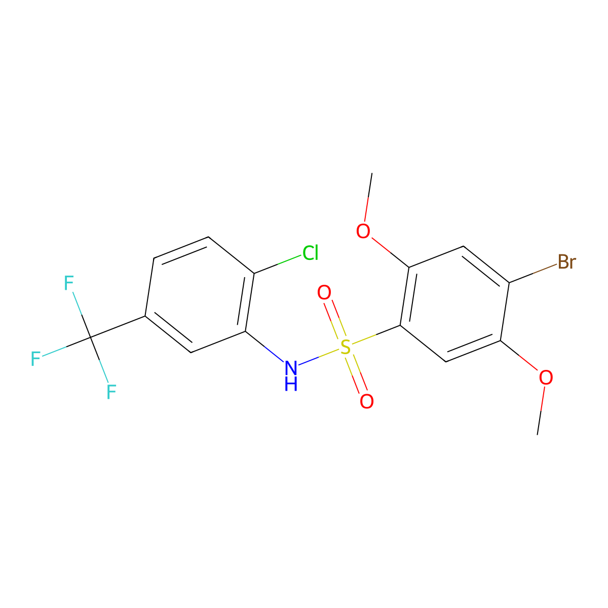 4-bromo-N-[2-chloro-5-(trifluoromethyl)phenyl]-2,5-dimethoxybenzene-1-sulfonamide molecular structure, CAS 2759709-48-1