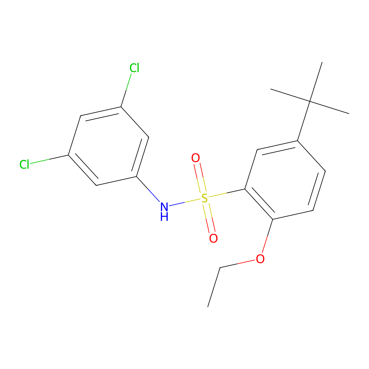 5-tert-butyl-N-(3,5-dichlorophenyl)-2-ethoxybenzene-1-sulfonamide molecular structure, CAS 2759717-87-6