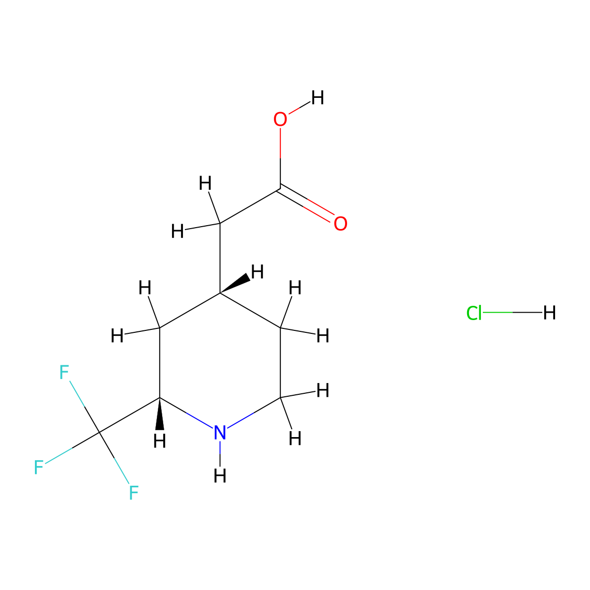 rac-2-[(2R,4S)-2-(trifluoromethyl)piperidin-4-yl]acetic acid hydrochloride molecular structure, CAS 2759728-91-9