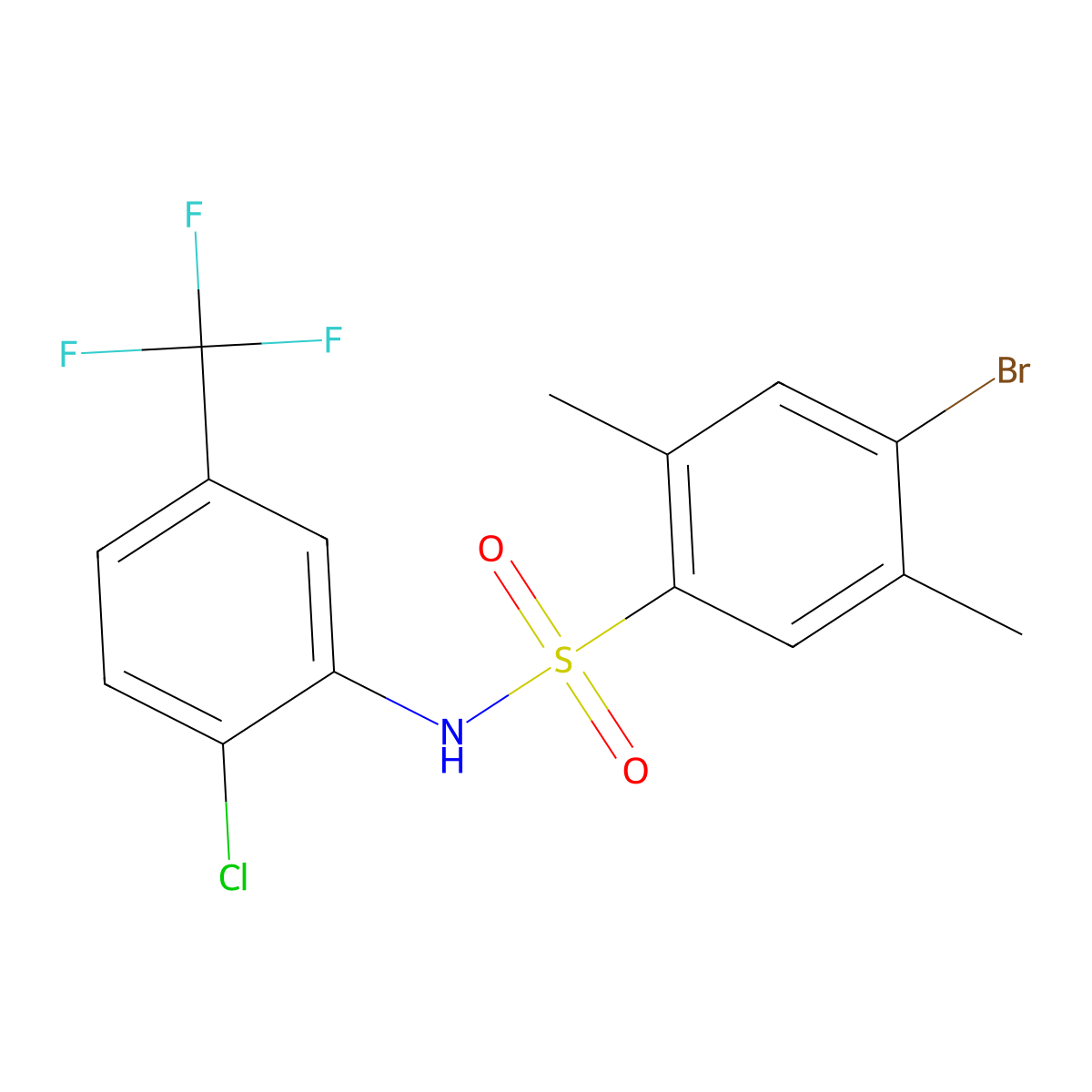 4-bromo-N-[2-chloro-5-(trifluoromethyl)phenyl]-2,5-dimethylbenzene-1-sulfonamide molecular structure, CAS 2759743-91-2