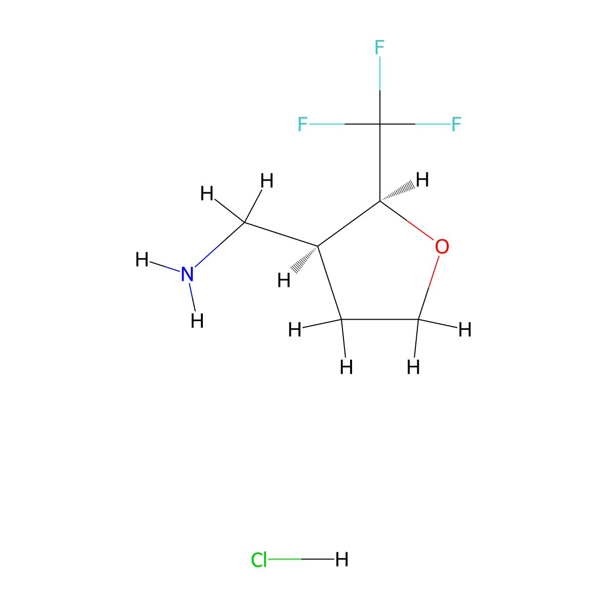 rac-1-[(2R,3R)-2-(trifluoromethyl)oxolan-3-yl]methanamine hydrochloride molecular structure, CAS 2759744-95-9