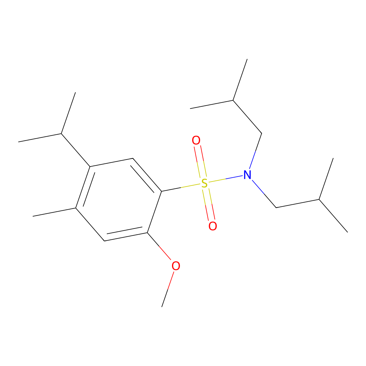 2-methoxy-4-methyl-N,N-bis(2-methylpropyl)-5-(propan-2-yl)benzene-1-sulfonamide molecular structure, CAS 2759750-06-4