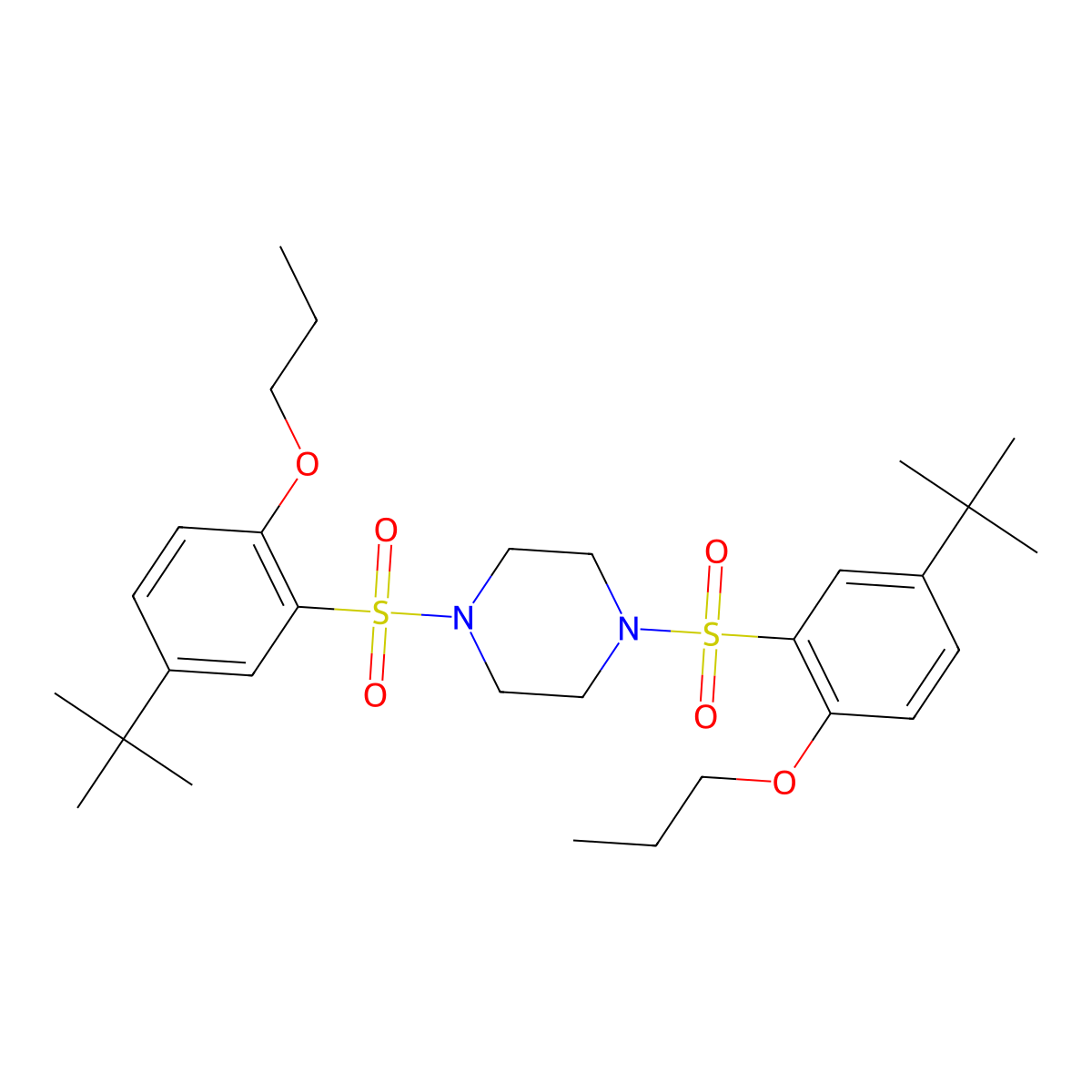 1,4-Bis(5-tert-butyl-2-propoxybenzenesulfonyl)piperazine molecular structure, CAS 2759750-24-6