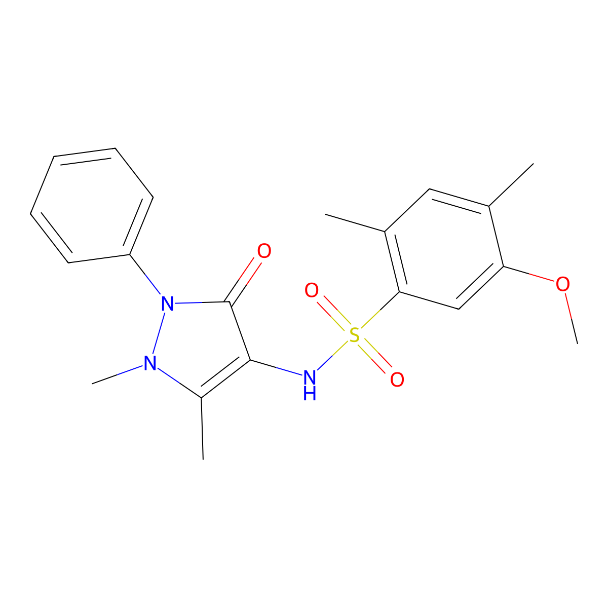 N-(1,5-dimethyl-3-oxo-2-phenyl-2,3-dihydro-1H-pyrazol-4-yl)-5-methoxy-2,4-dimethylbenzene-1-sulfonamide molecular structure, CAS 2759750-32-6